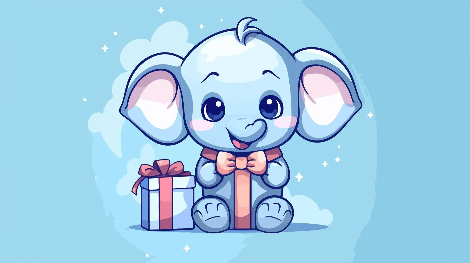 Charming Elephant Line Art Illustration — free download from Dotvec