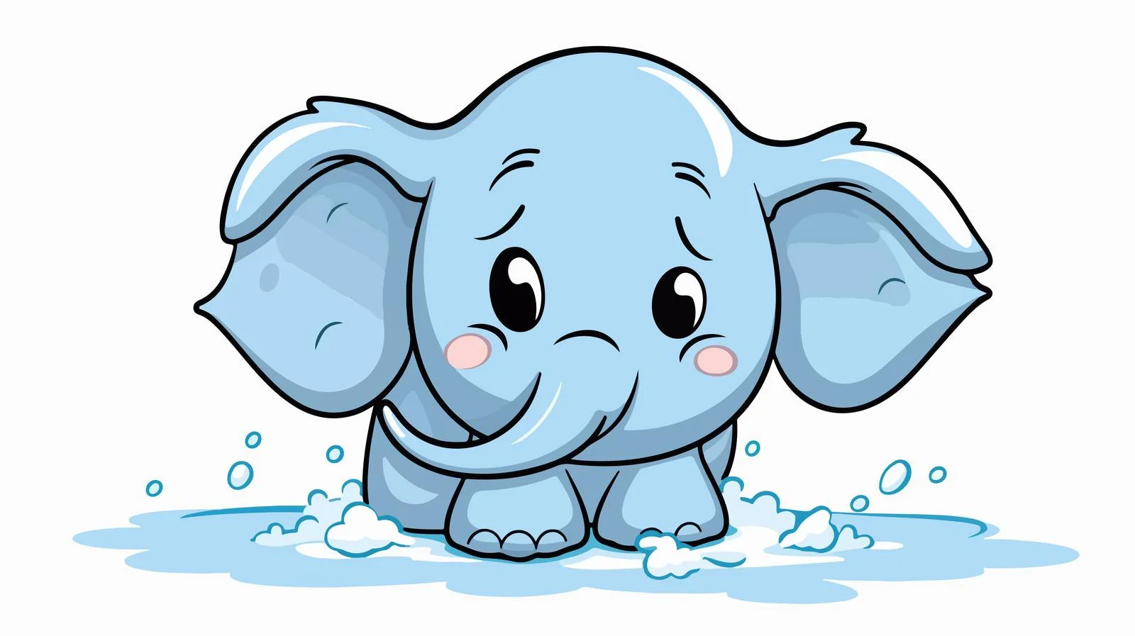 Cute Cartoon Elephant Line Drawing — free download from Dotvec