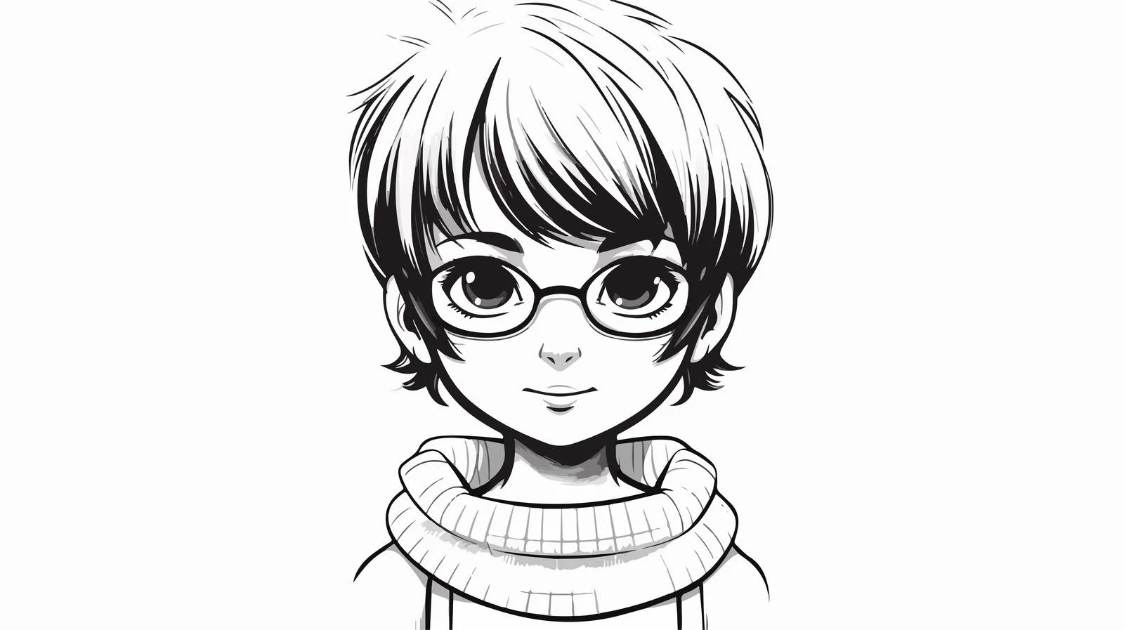 Charming Cartoon Girl Line Art — free download from Dotvec
