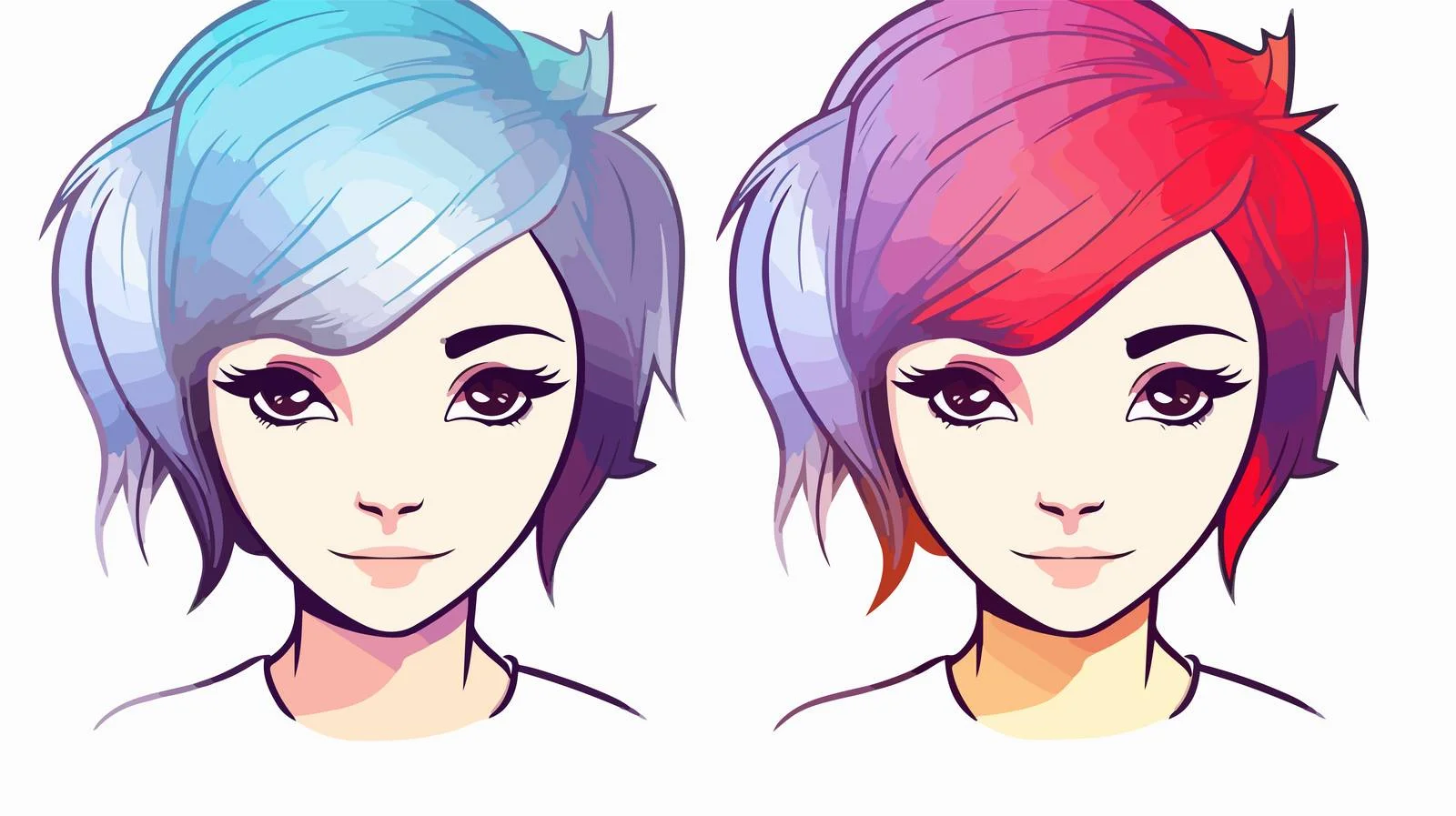 Charming Cartoon Girl in Cold Gradient Drawing — free download from Dotvec