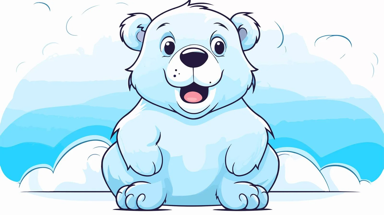 Cheerful Bear Line Art Illustration — free download from Dotvec