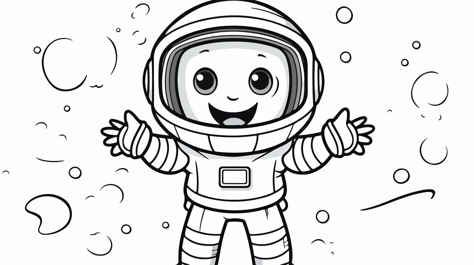 Happy Astronaut Line Drawing Illustration — free download from Dotvec