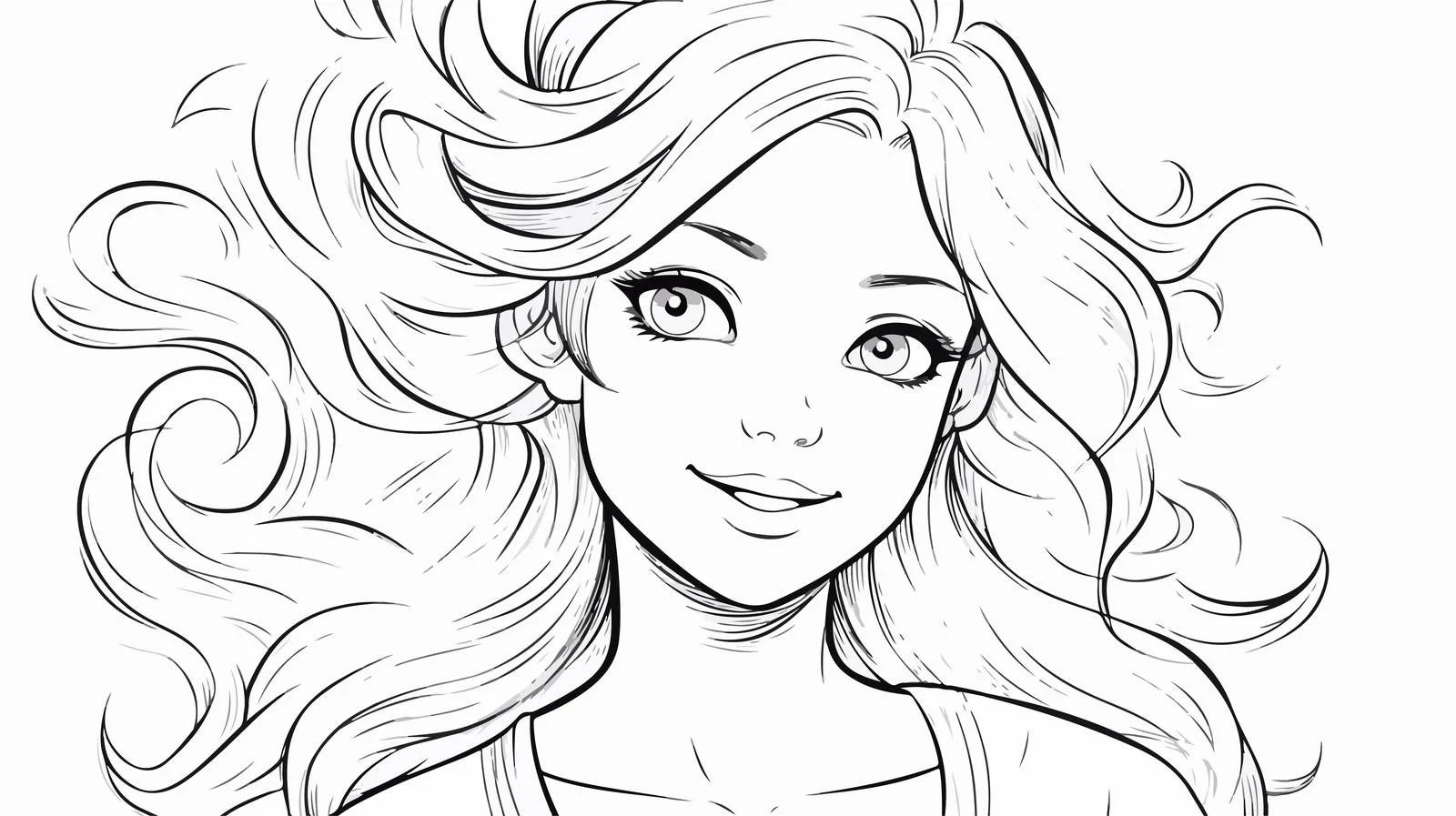 Cheerful Cartoon Girl Drawing — free download from Dotvec