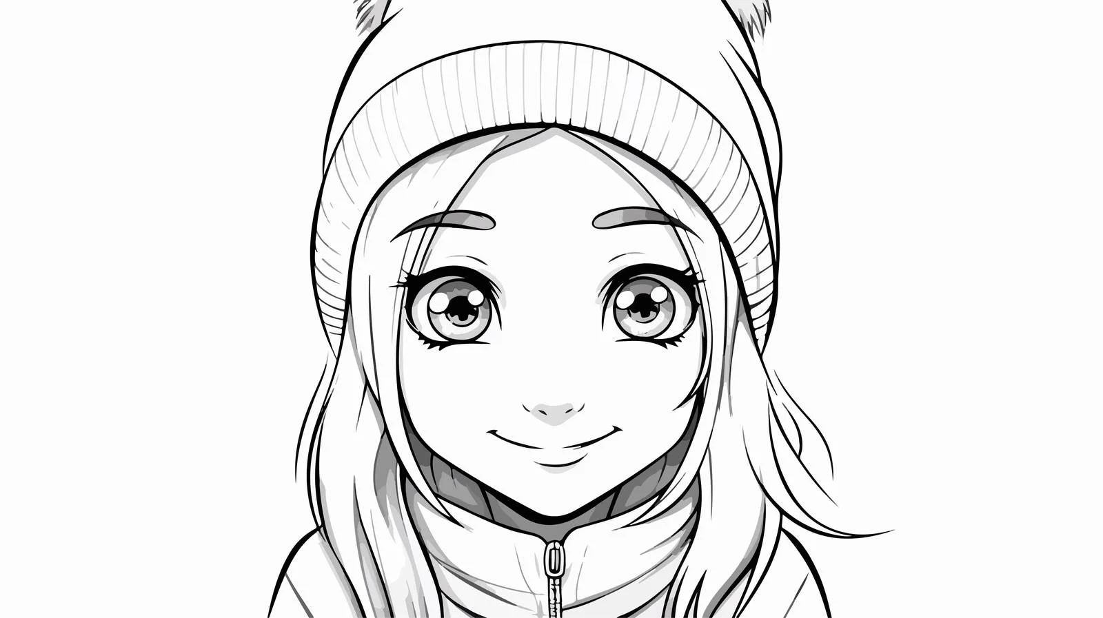 Cheerful Cartoon Girl Line Drawing — free download from Dotvec