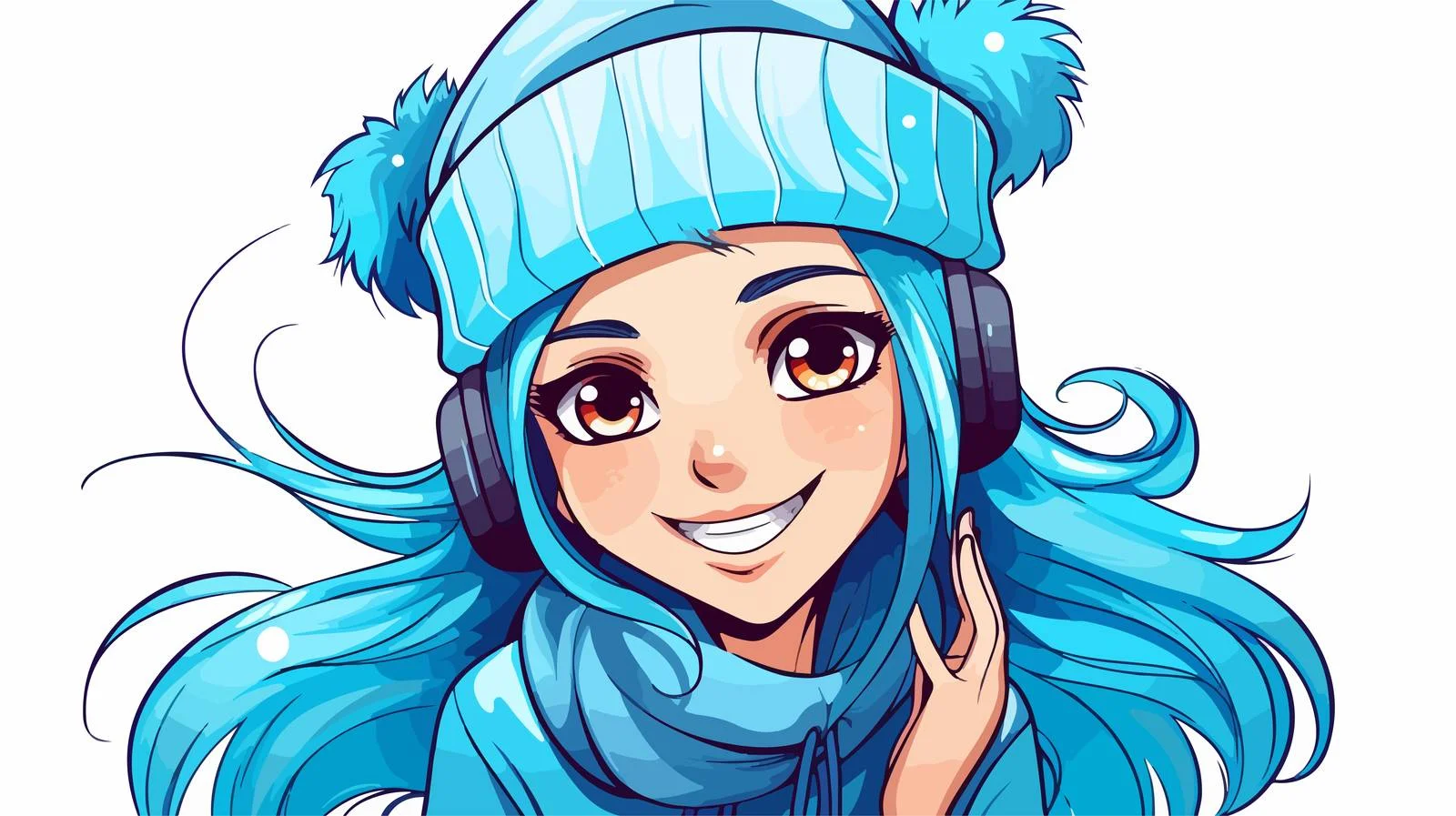 Cheerful Cartoon Girl Line Drawing — free download from Dotvec