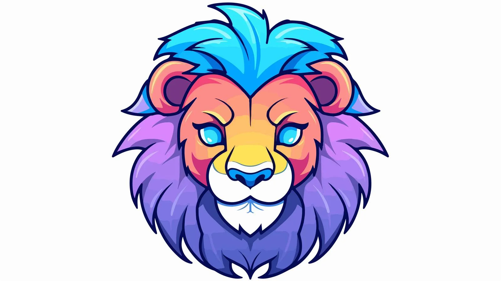 Happy Cartoon Lion Line Drawing — free download from Dotvec