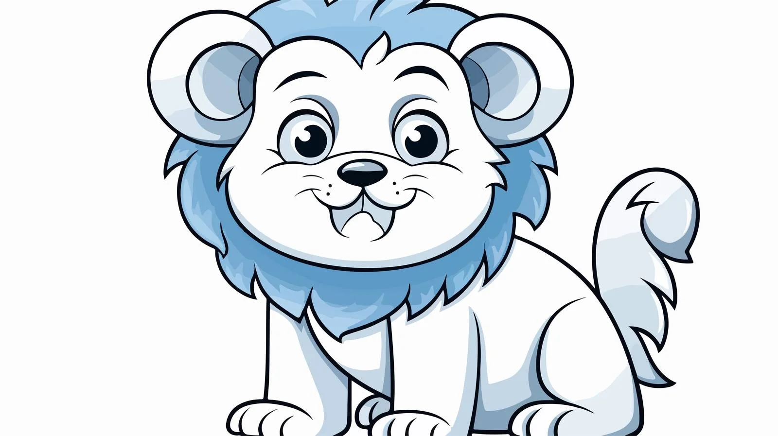 Happy Cartoon Lion Line Drawing — free download from Dotvec