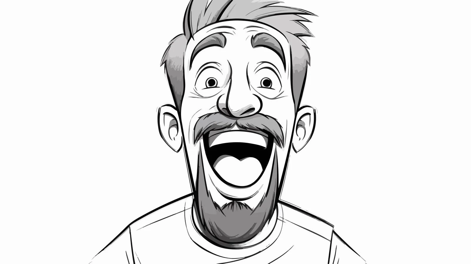 Cheerful Cartoon Man in Cold Gradient Lines — free download from Dotvec