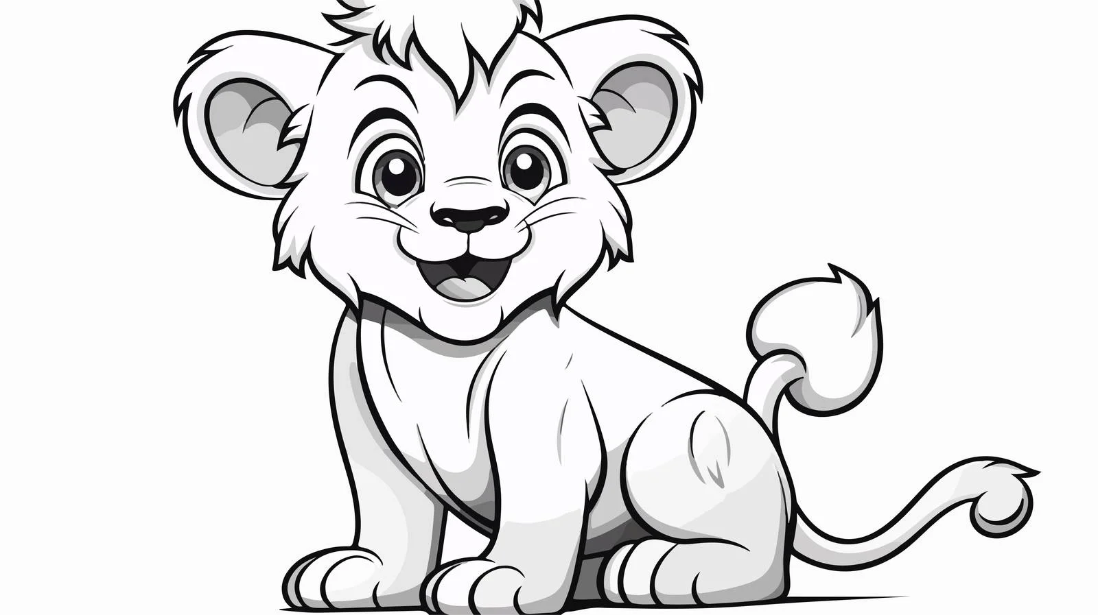 Laughing Lion Cartoon Line Drawing — free download from Dotvec
