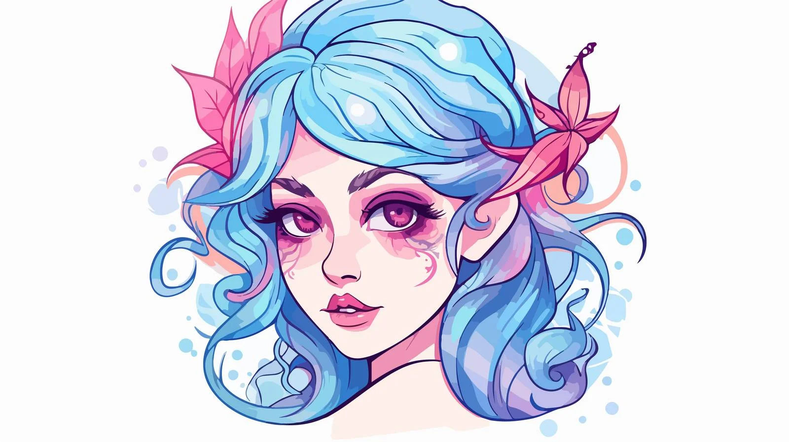 Pretty Cartoon Elf Line Drawing Art — free download from Dotvec