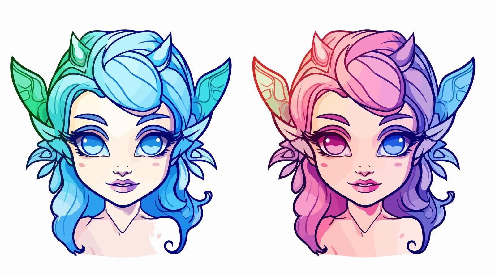 Pretty Cartoon Elf Line Drawing — free download from Dotvec