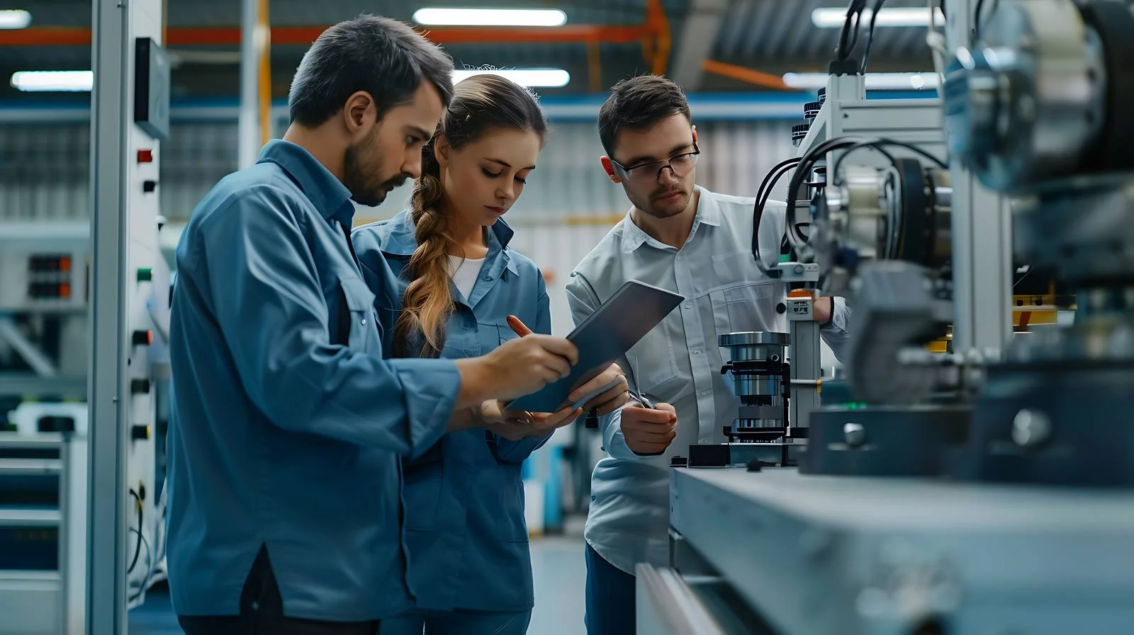 Tech Company Colleagues Control Manufacturing Process — free download from Dotvec