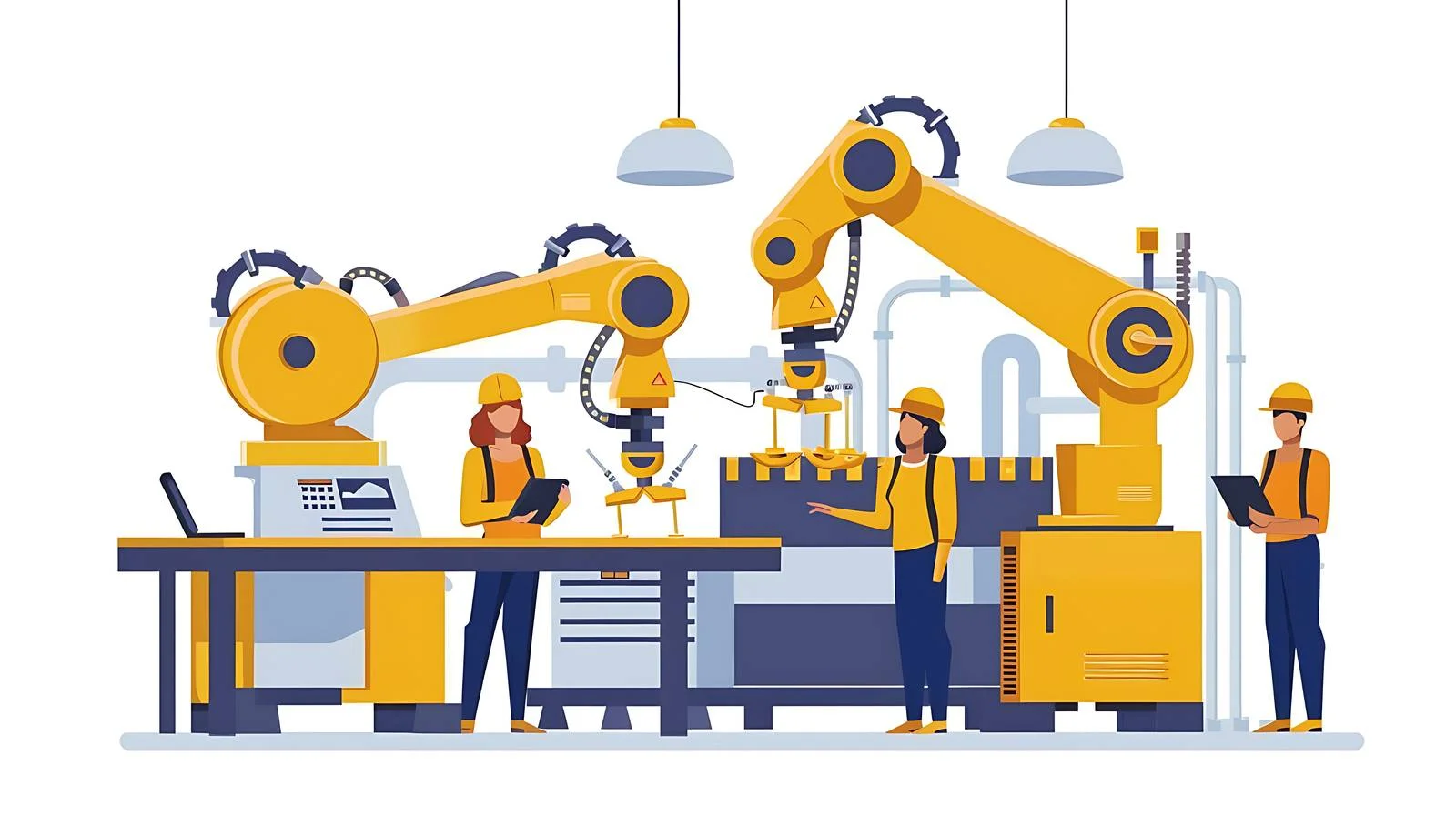 Team Controlling High-Tech Manufacturing Process — free download from Dotvec