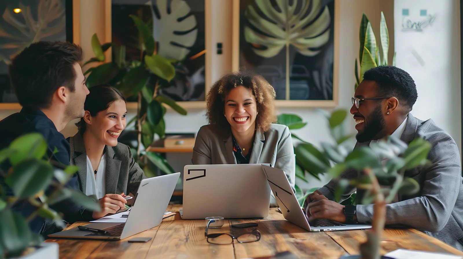 Team Collaborating Around Laptop in Isolated Setting — free download from Dotvec