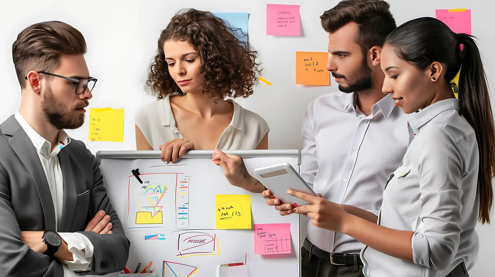 Team Collaboration at Office Whiteboard — free download from Dotvec