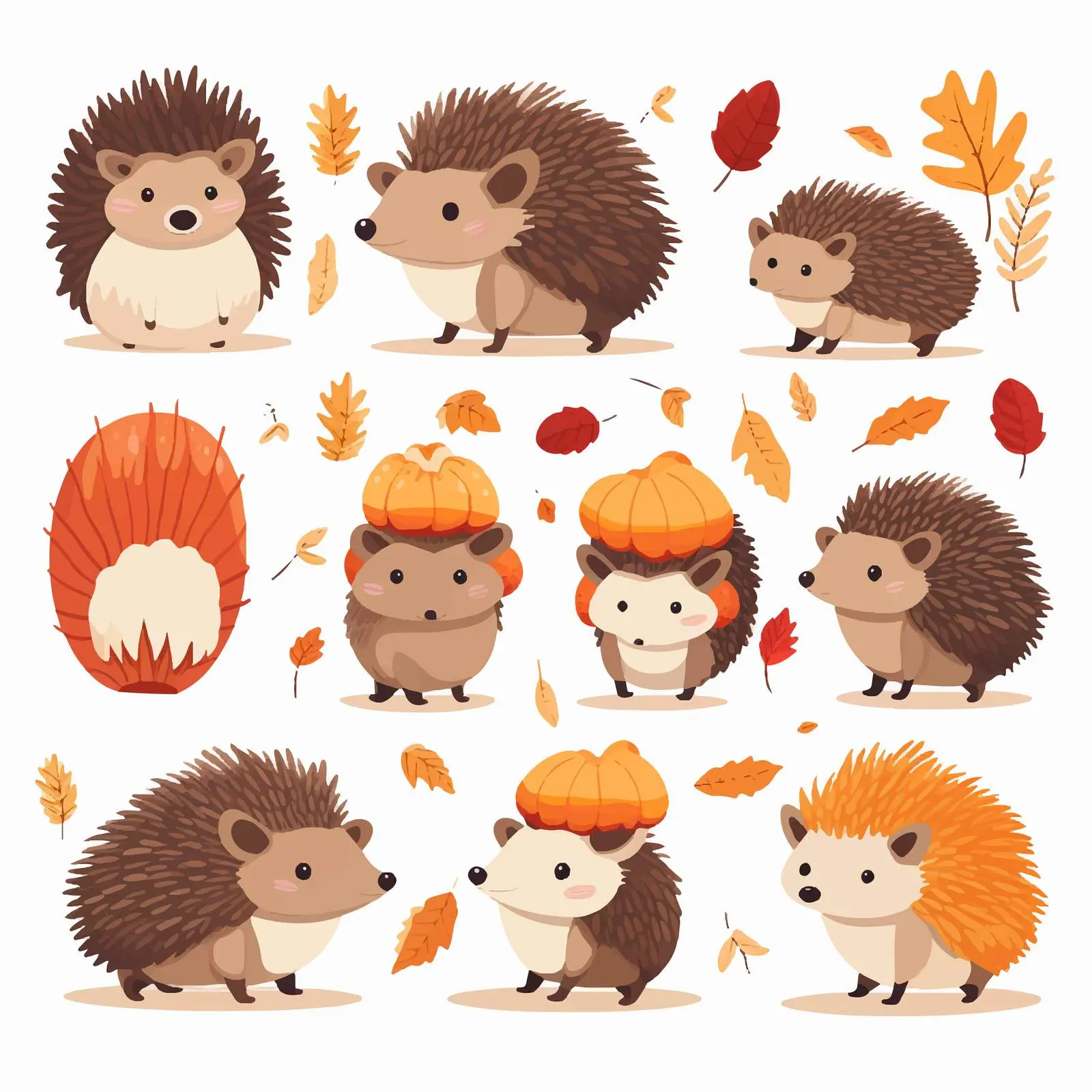 Adorable Hedgehogs with Mushrooms and Berries — free download from Dotvec