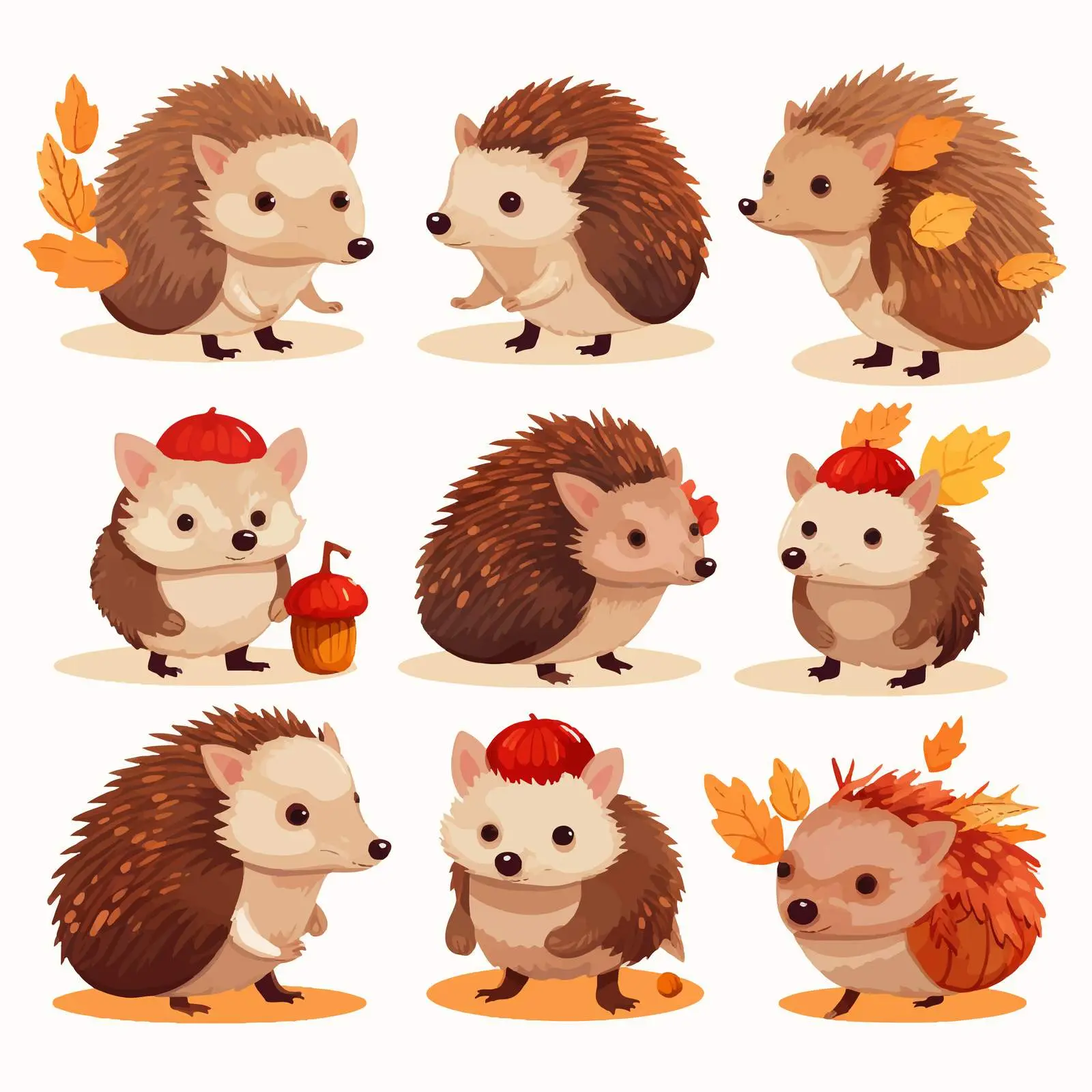 Adorable Hedgehogs with Mushrooms and Berries — free download from Dotvec