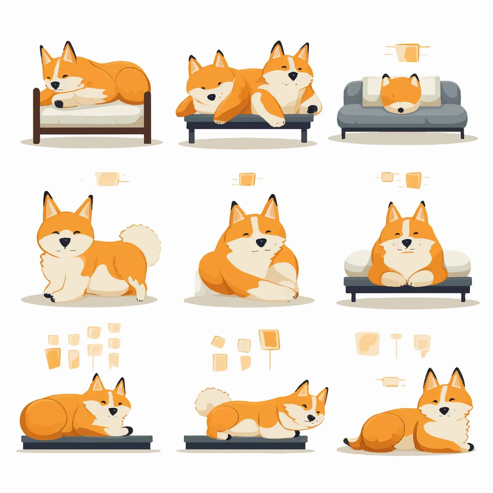 Akita Inu Daily Activities Vector Collection — free download from Dotvec
