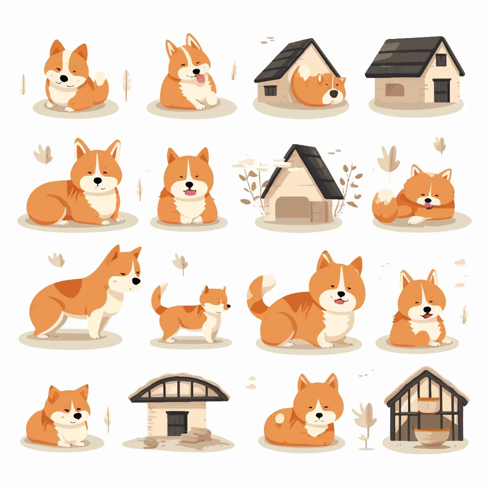 Akita Inu Daily Activities Vector Collection — free download from Dotvec