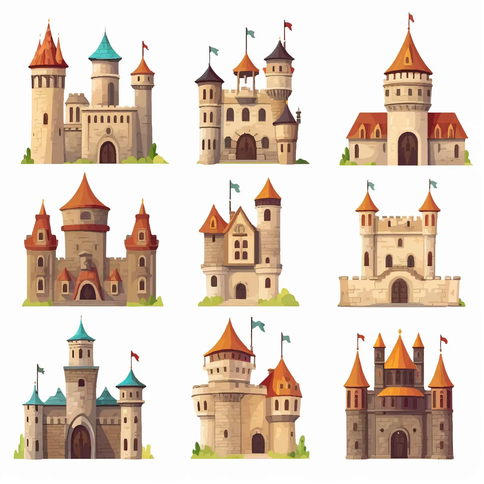 Ancient Castles and Fortifications Collection – free castle illustration image from Dotvec