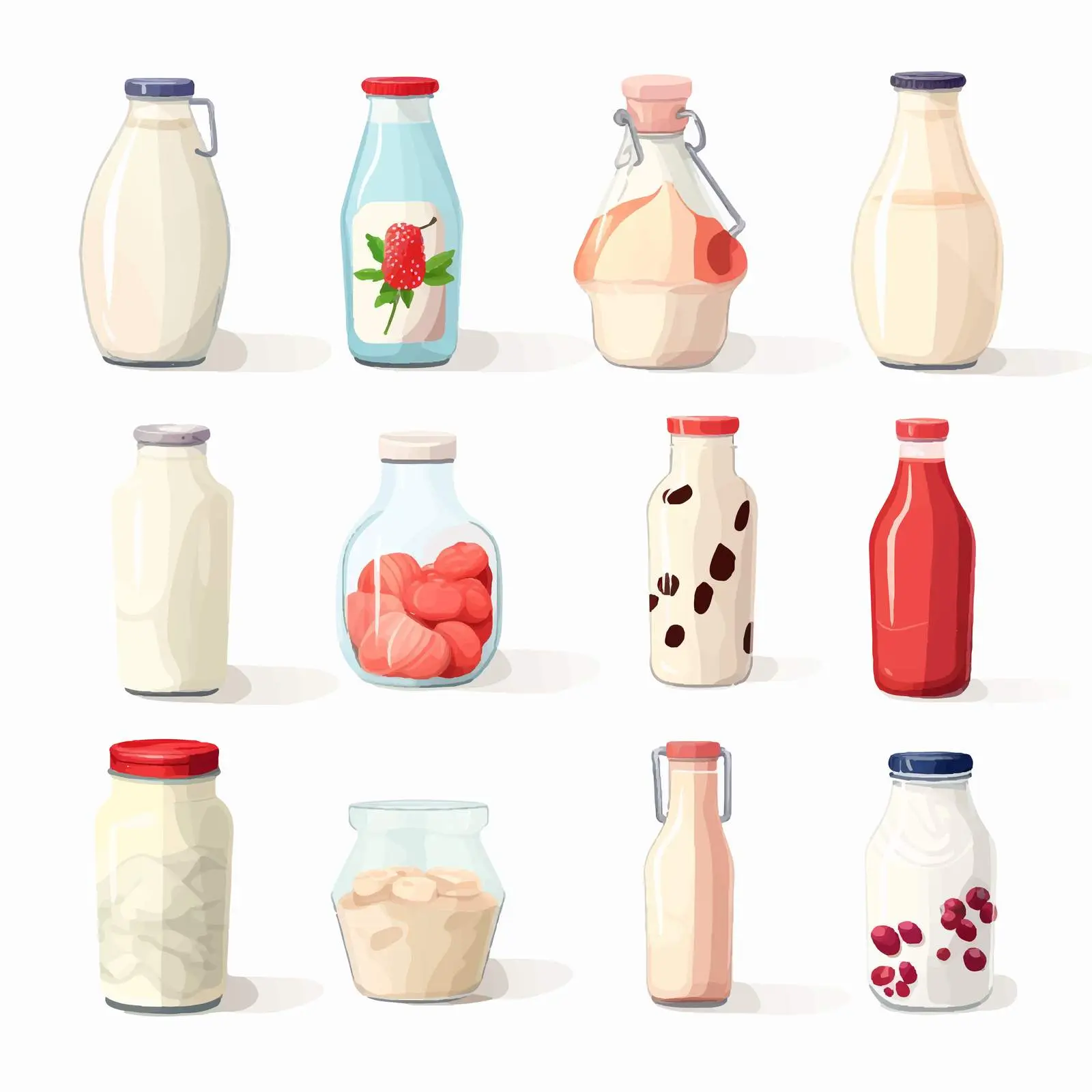 Assorted Milk Collection in Cartoon Style — free download from Dotvec