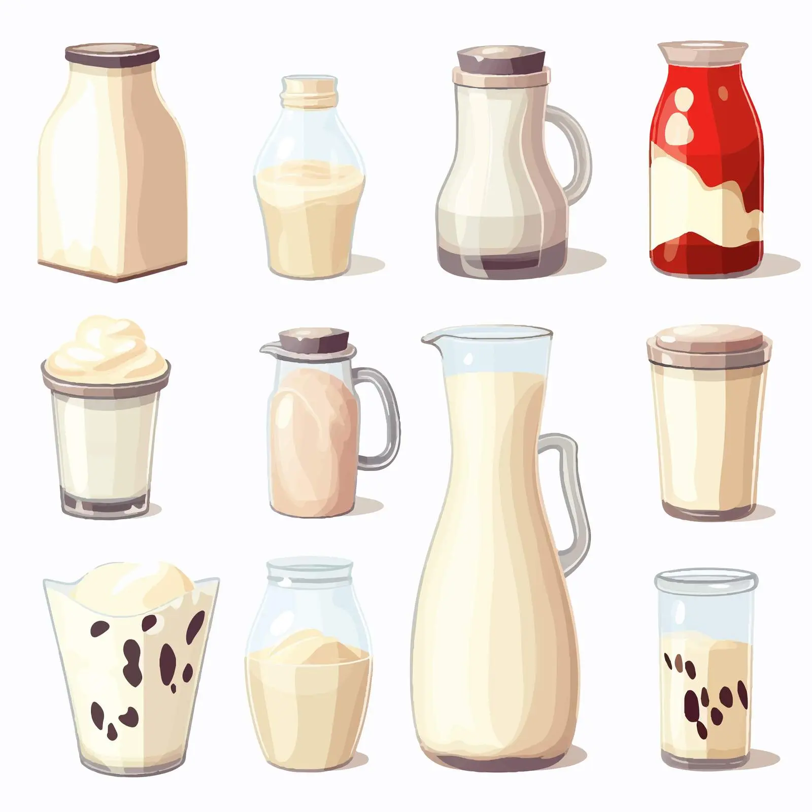 Assorted Milk Collection Vector Illustration — free download from Dotvec