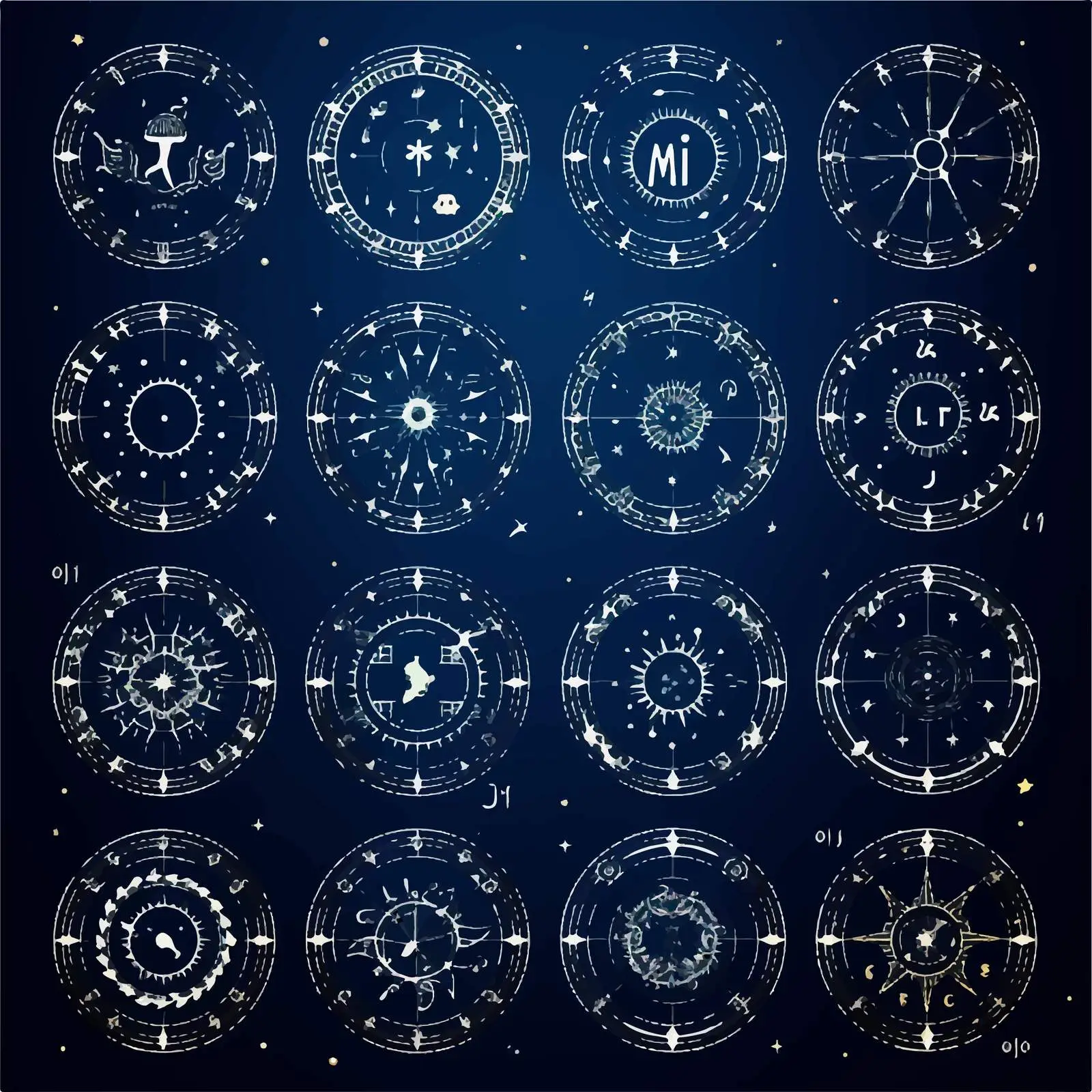 Astrological Symbols in Round Frames Vector Art — free download from Dotvec