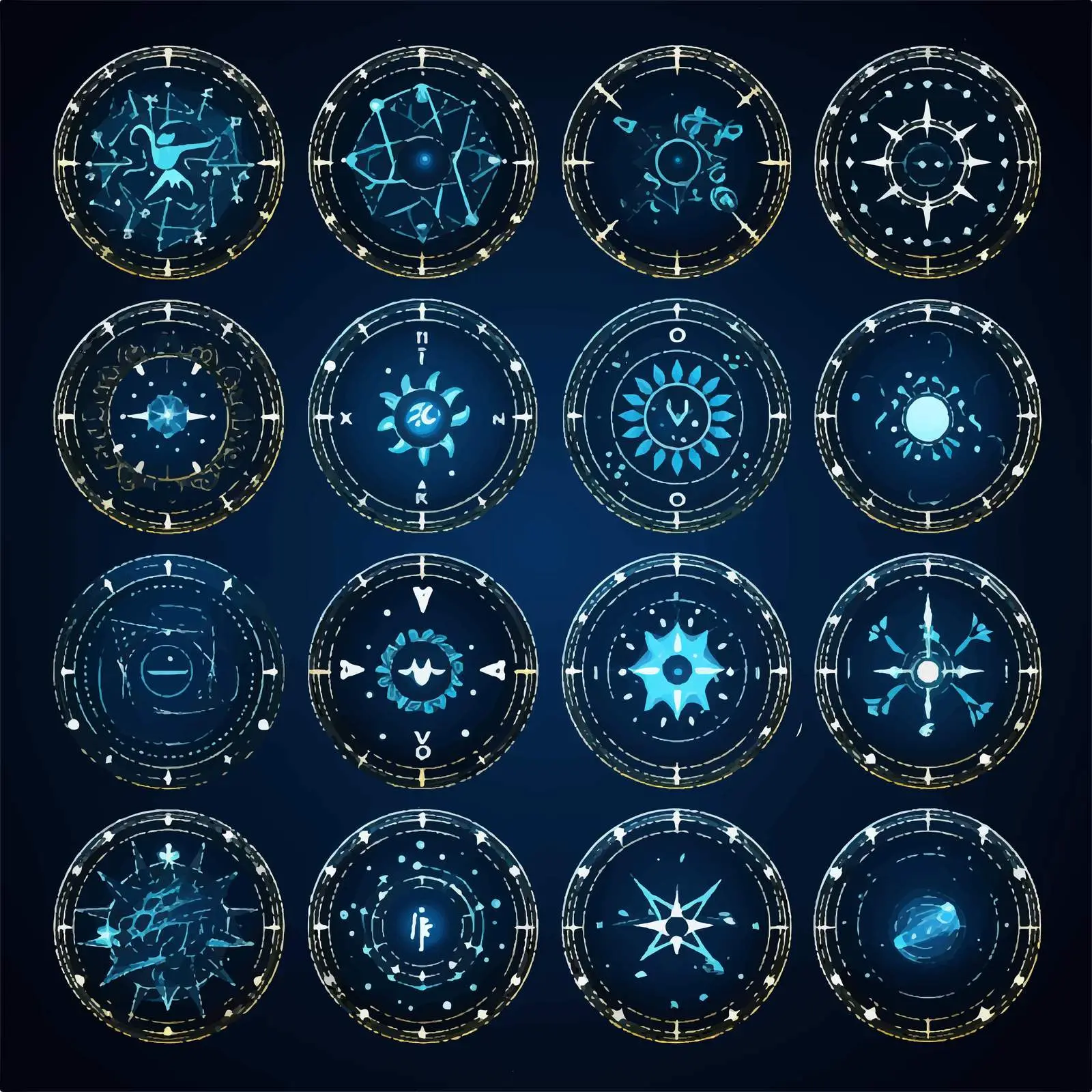 Astrological Symbols in Round Frames Vector Design — free download from Dotvec