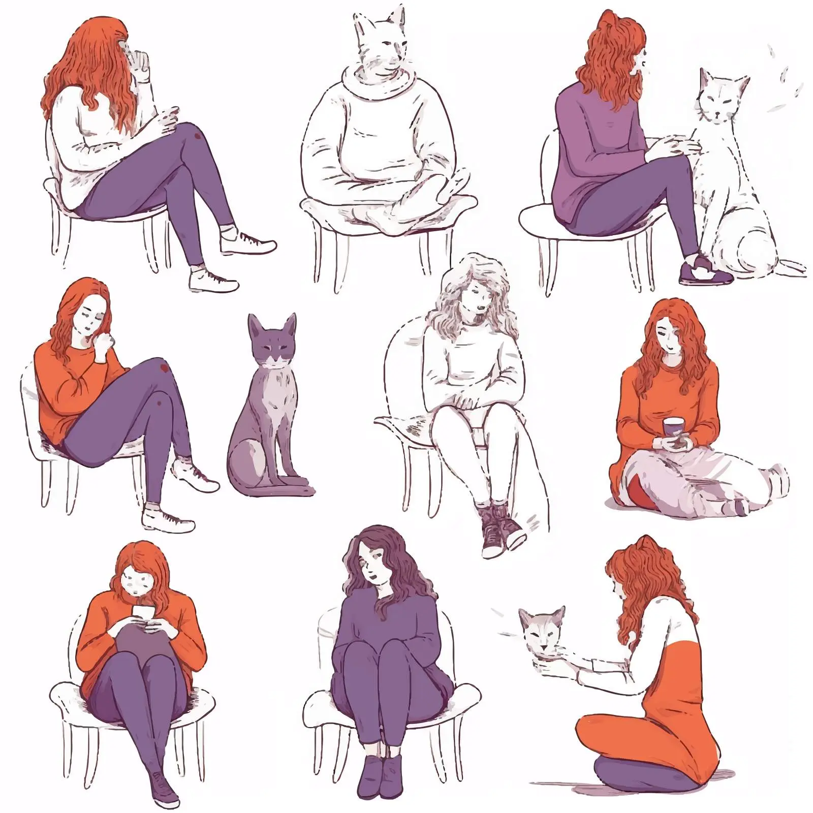 Diverse Girls in Stylish Poses Vectors — free download from Dotvec