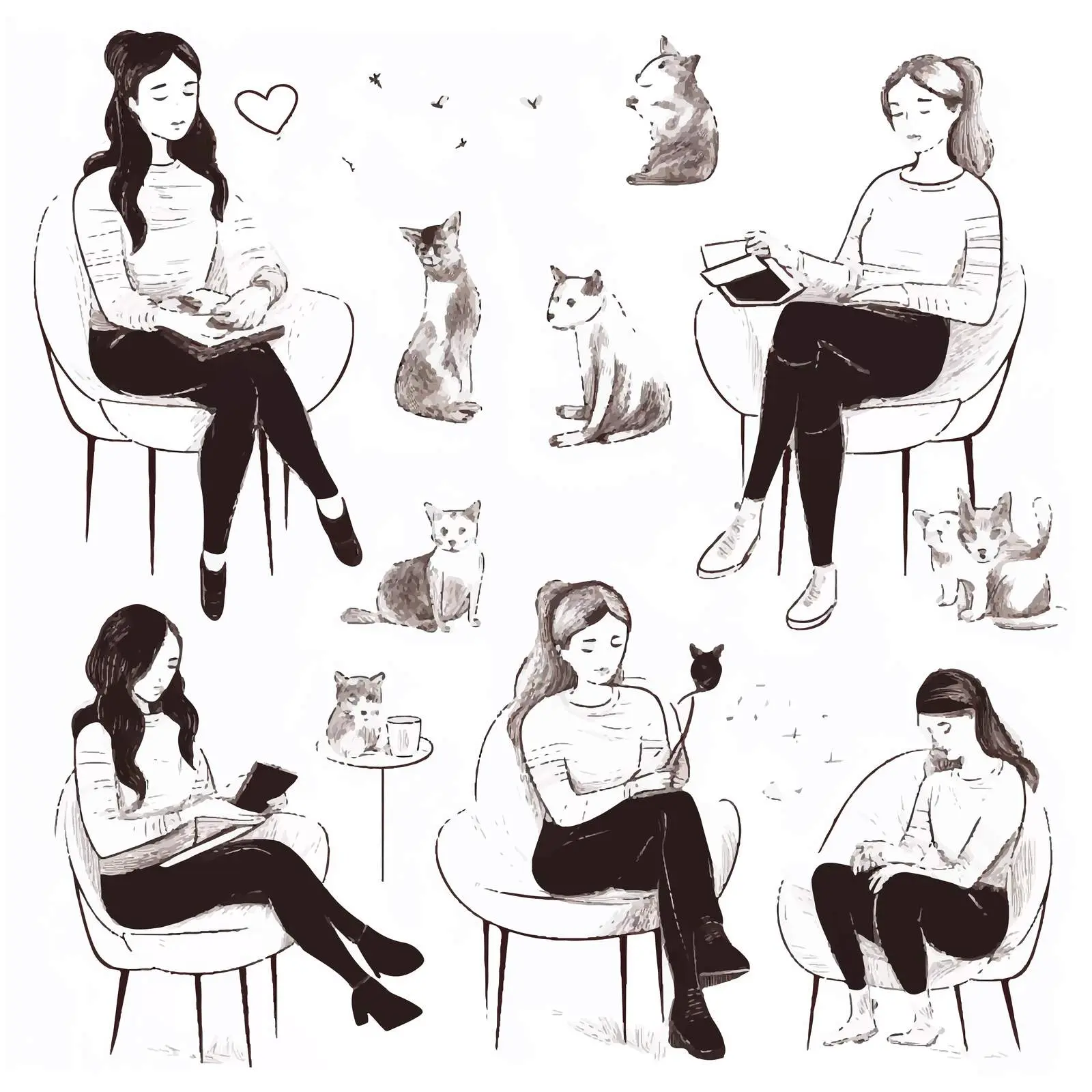 Beautiful Girls in Various Poses Vectors — free download from Dotvec