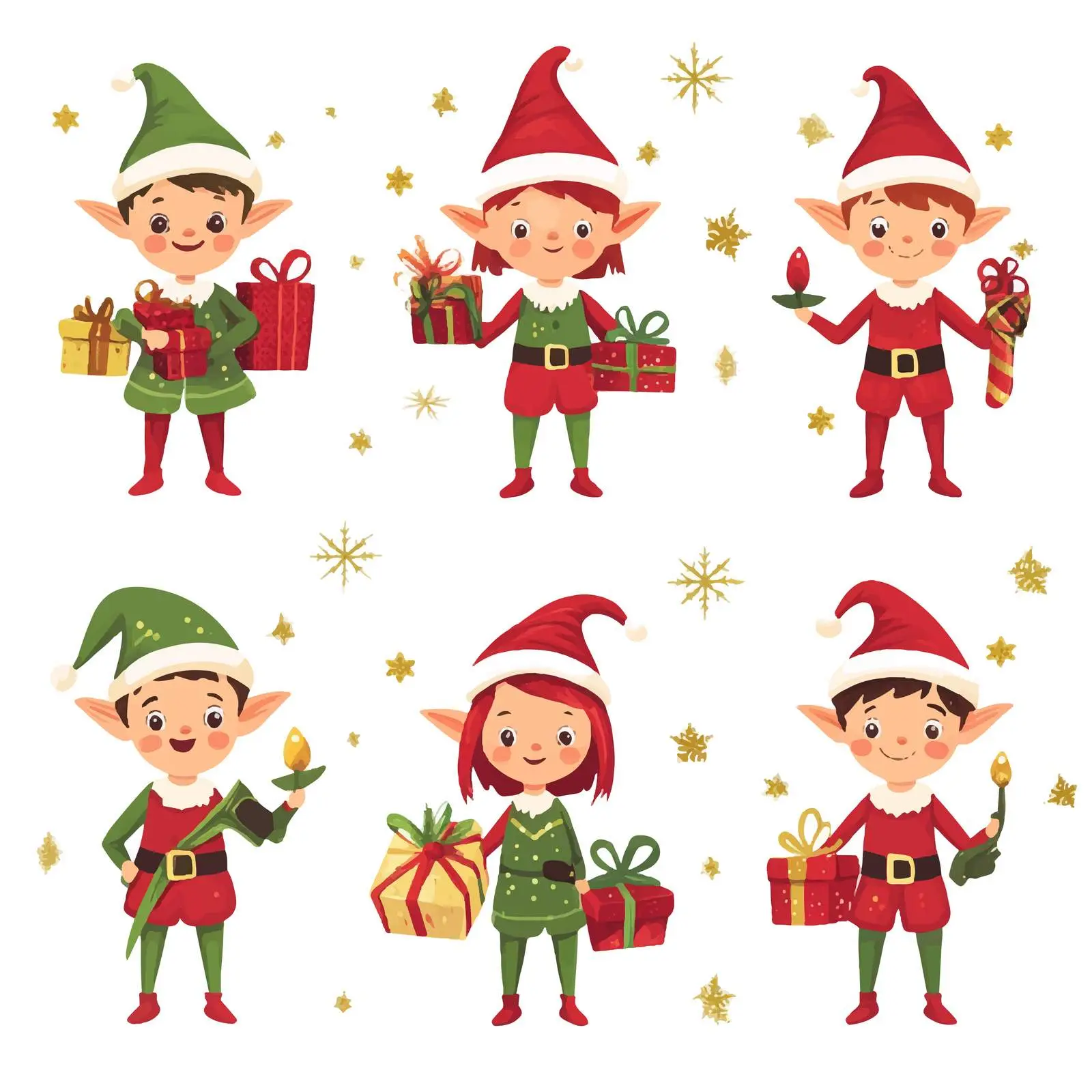 Christmas Elves Collection on White Background — free download from Dotvec