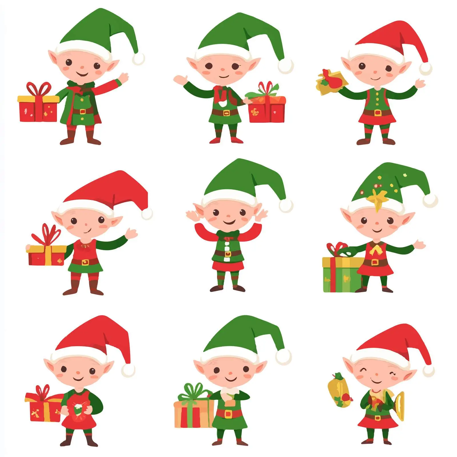 Collection of Christmas Elves Illustration — free download from Dotvec