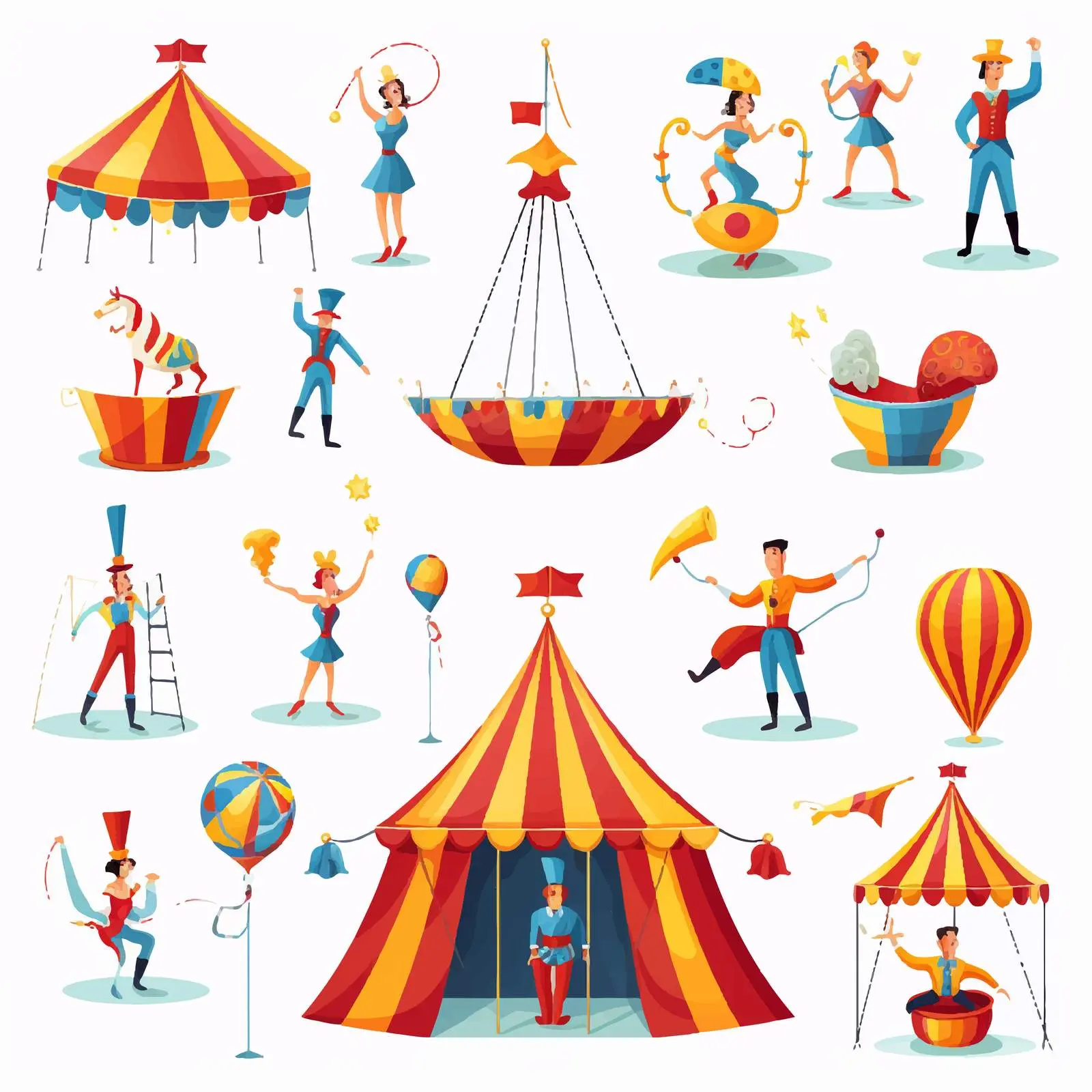 Circus Tent and Performers Vector Collection — free download from Dotvec