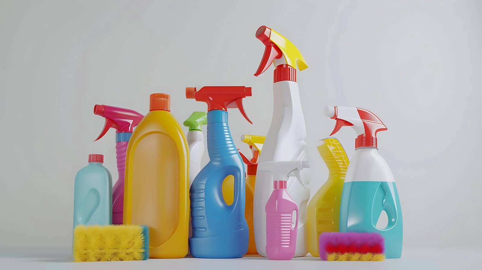 Assortment of Cleaning Supplies on White Background — free download from Dotvec