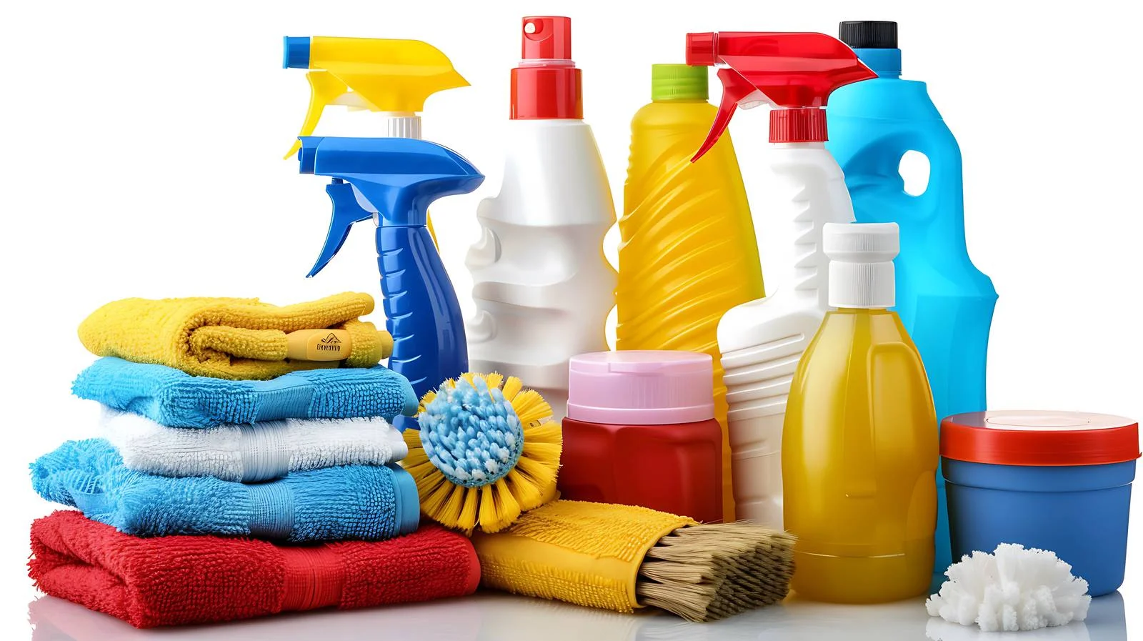 Assortment of Cleaning Supplies on White Background — free download from Dotvec