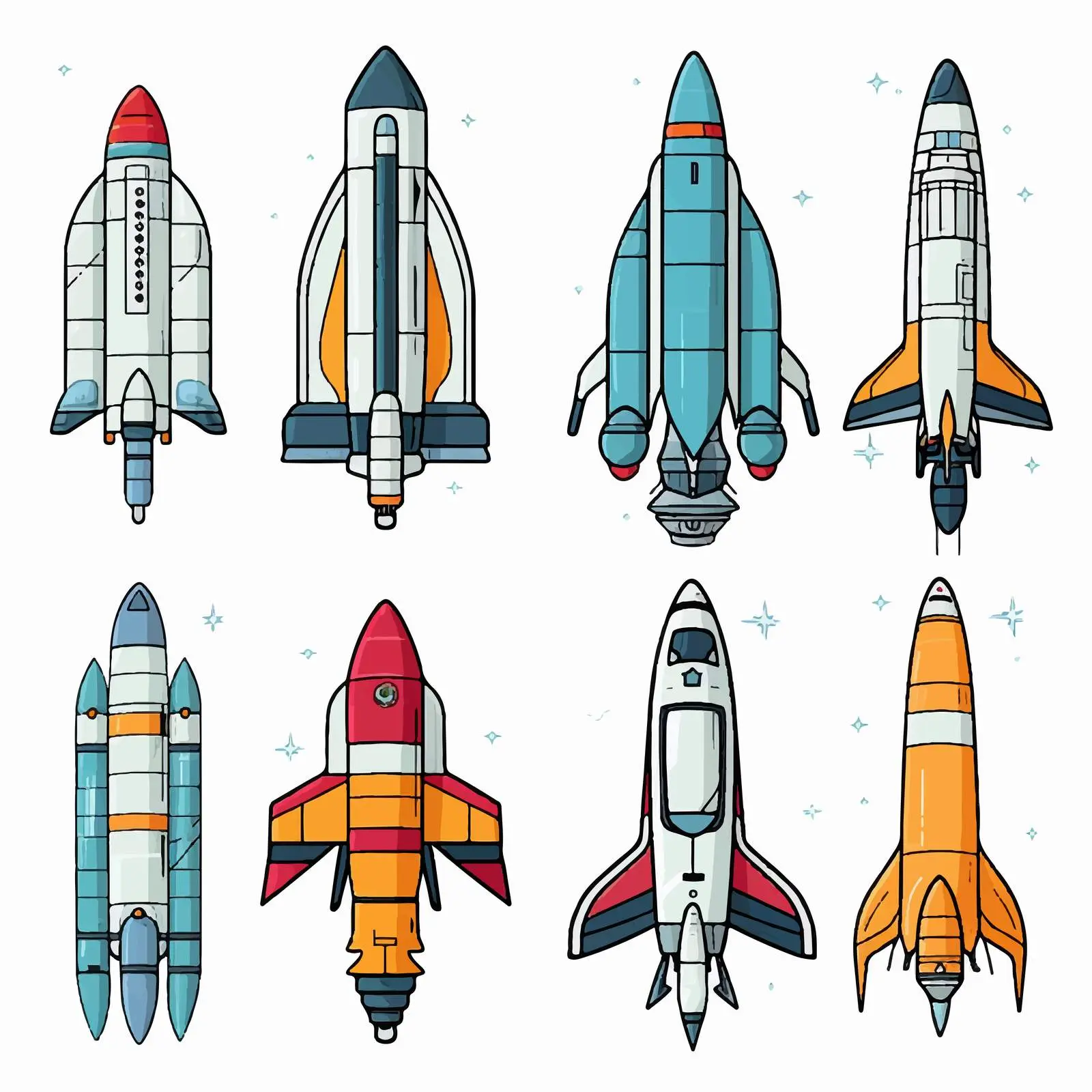 Colorful and Monochrome Flying Space Drawings – free colorful drawings image from Dotvec