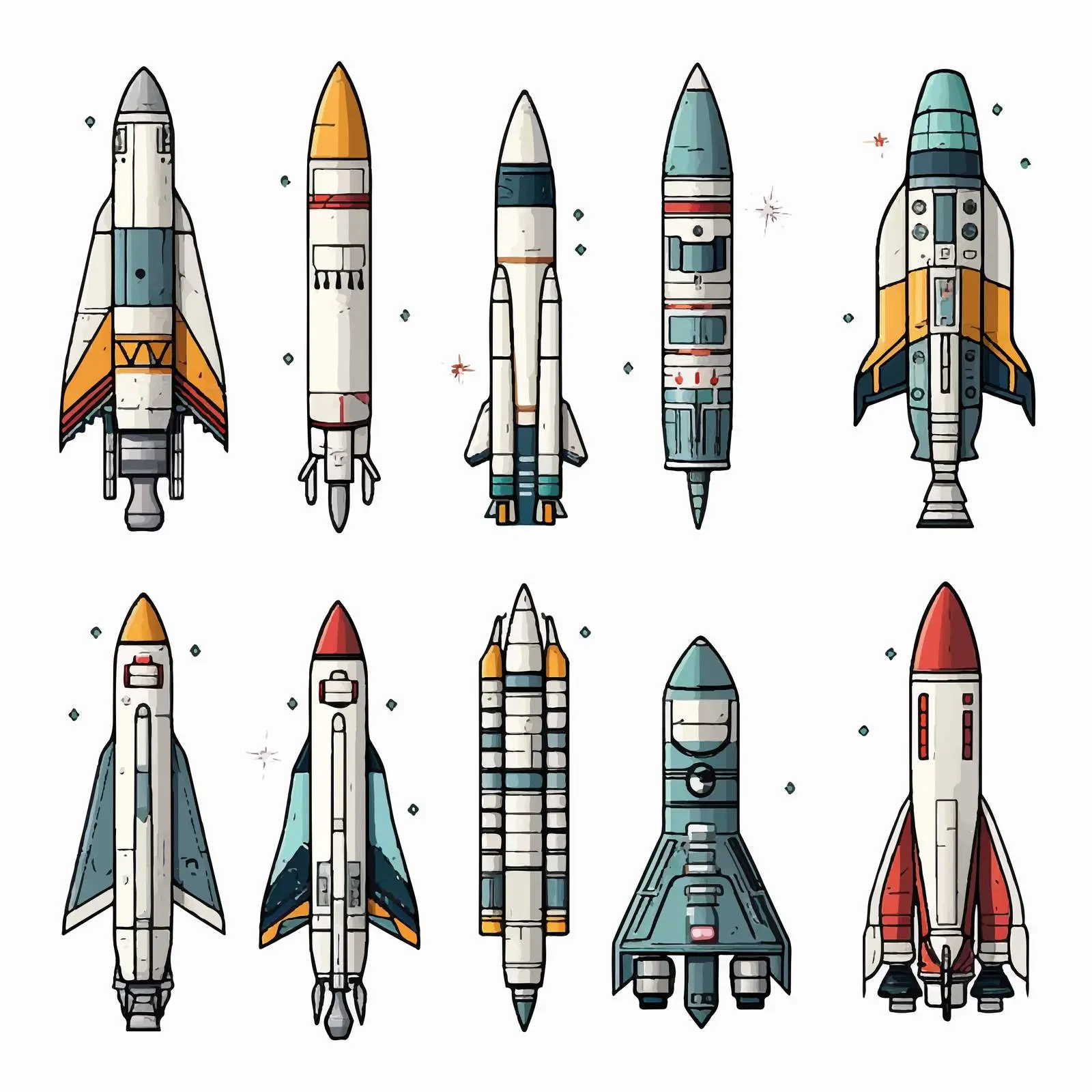 Colorful and Monochrome Flying Space Drawings — free download from Dotvec