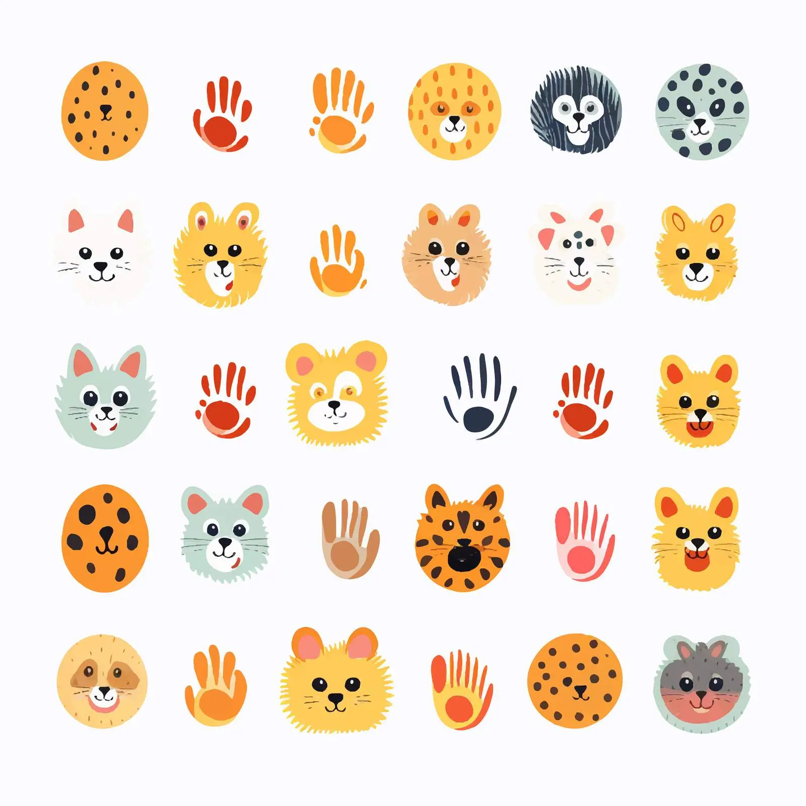 Colorful Fingerprints with Adorable Animal Designs — free download from Dotvec