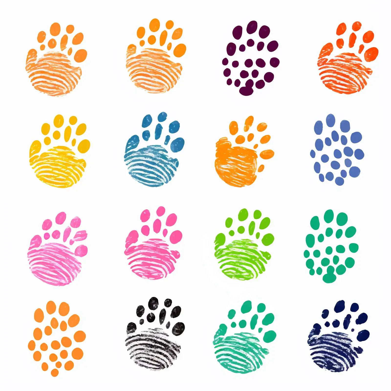 Colorful Fingerprints with Adorable Animal Designs — free download from Dotvec