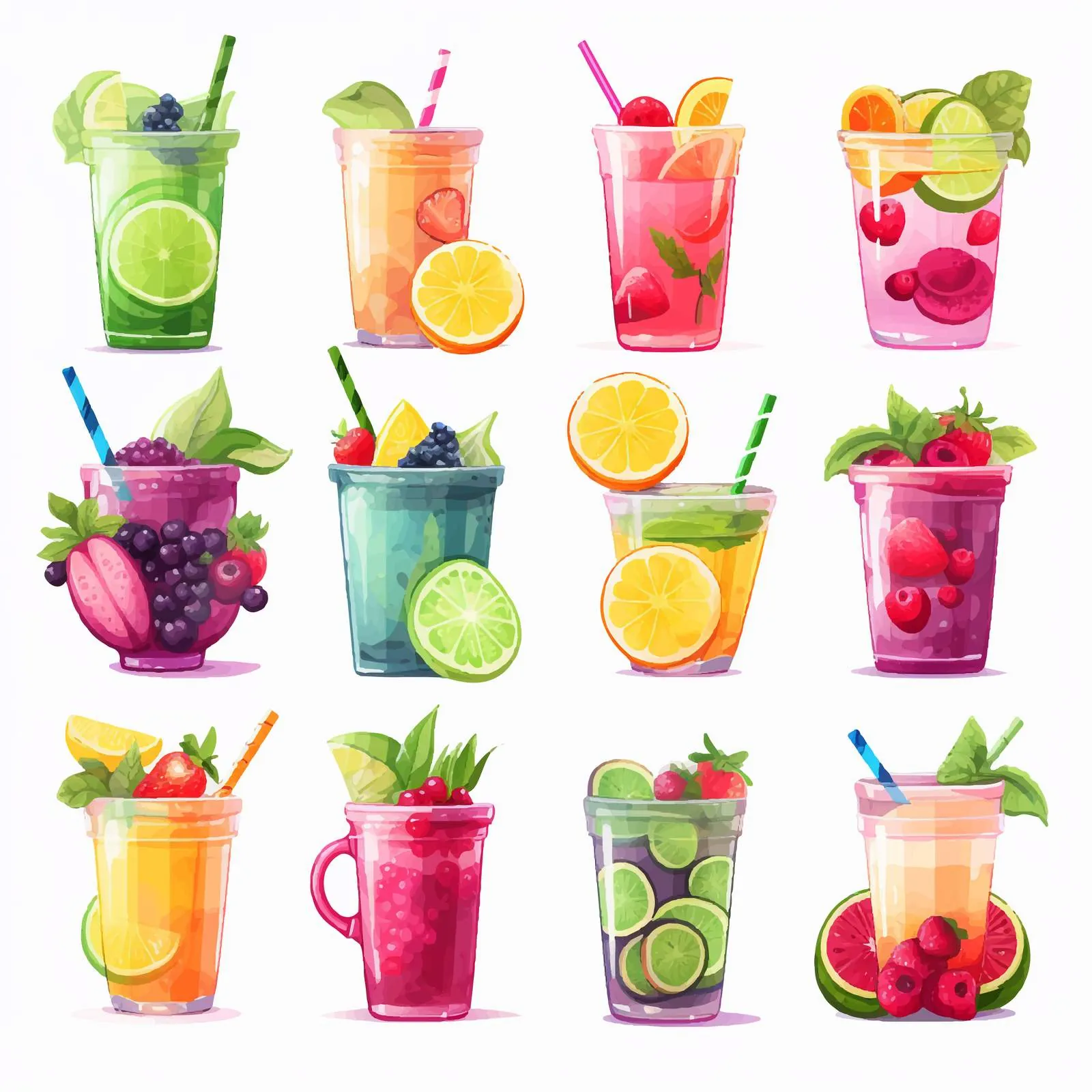 Colorful Healthy Drinks Collection - Smoothies and Detox Water — free download from Dotvec