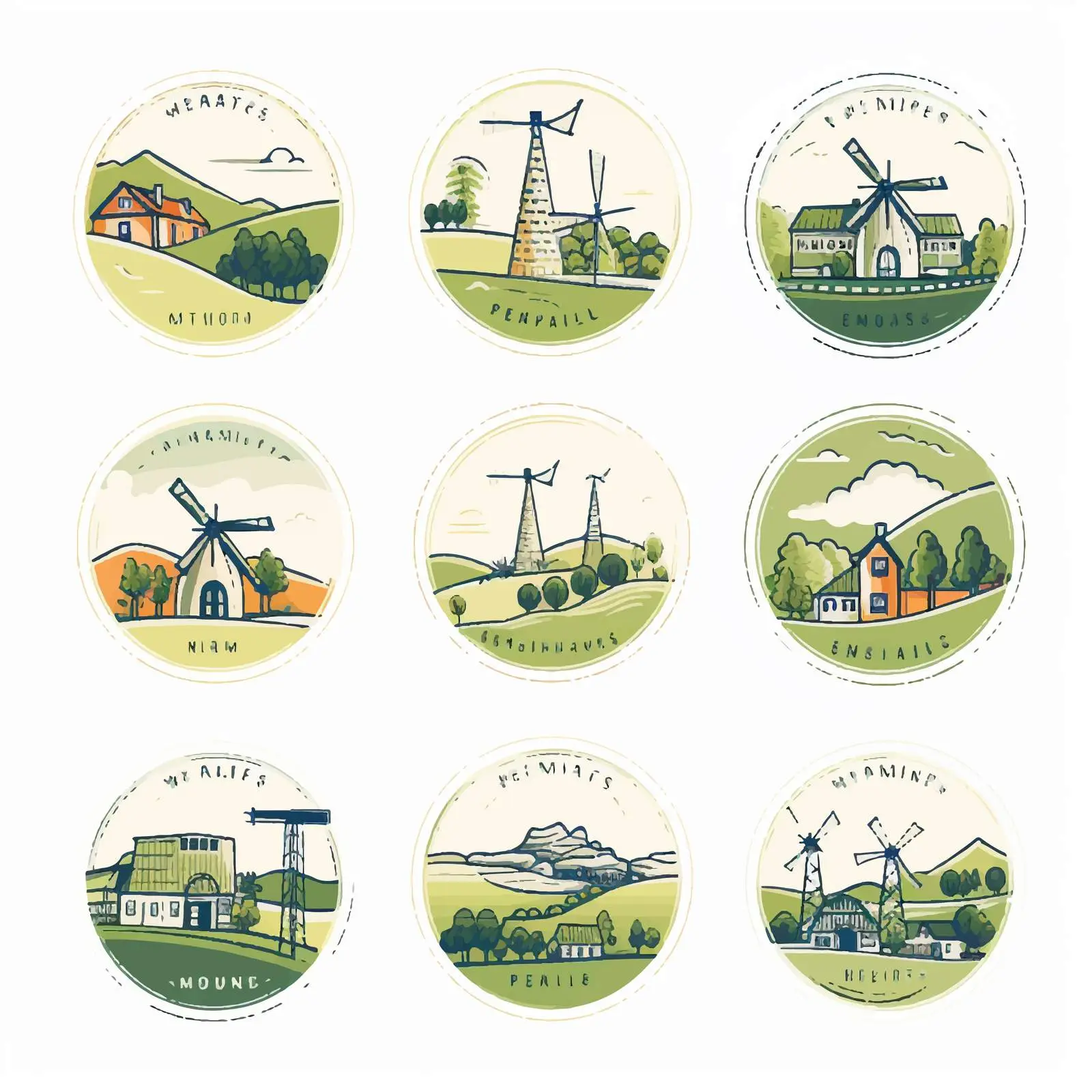 Colorful Rural Countryside Logotypes Collection – free branding resources image from Dotvec