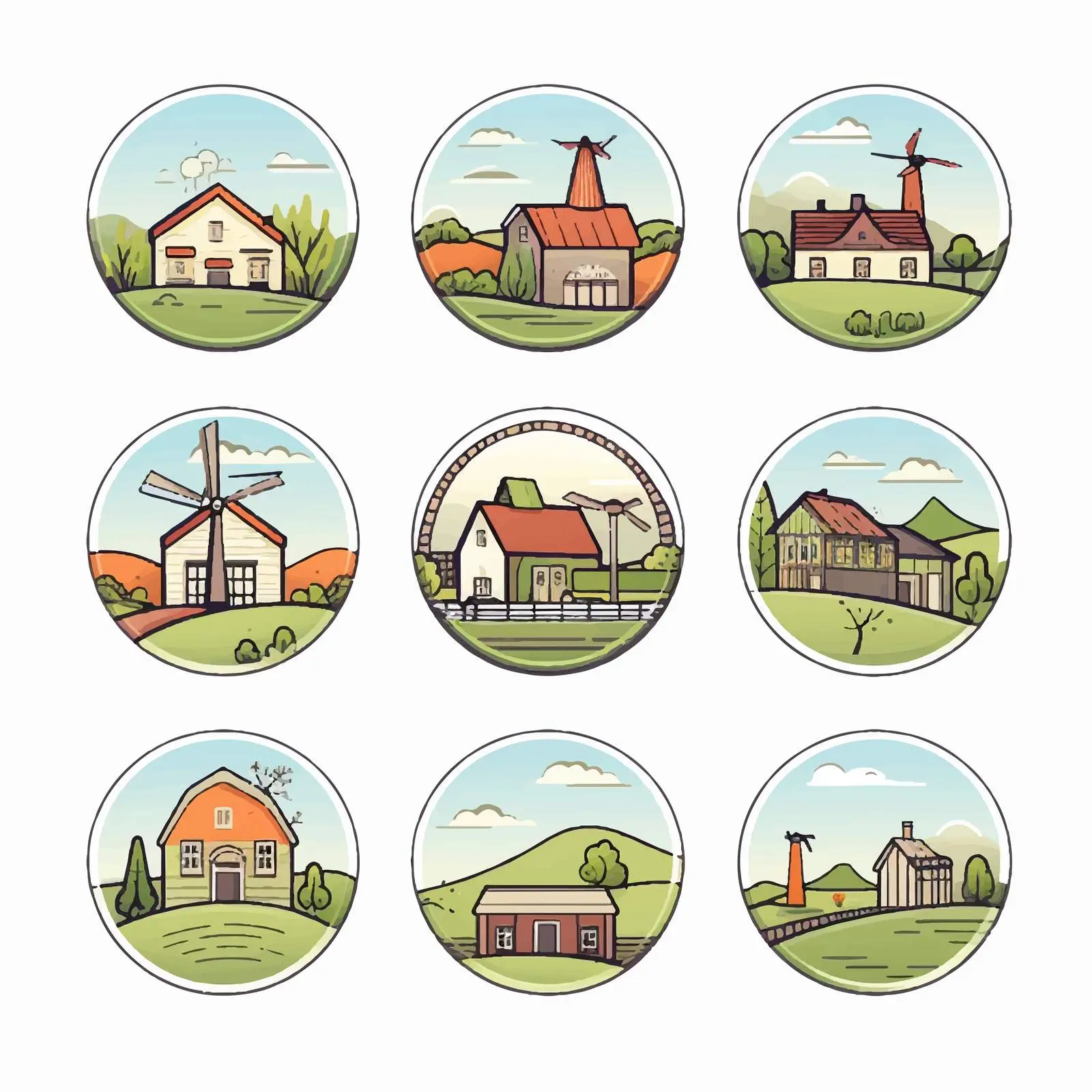 Colorful Rural Logotypes Collection – free natural theme image from Dotvec