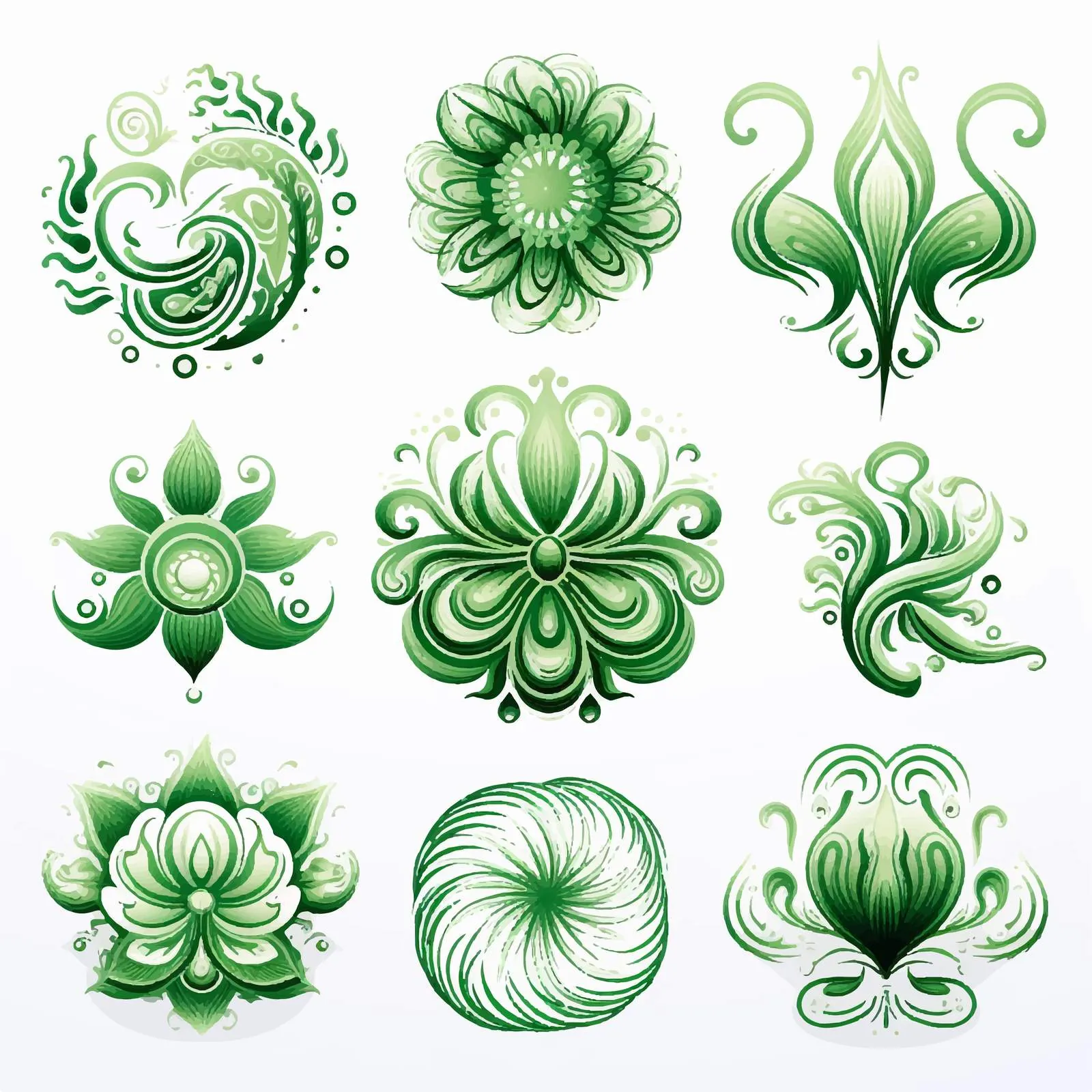Curved Circular Oriental Ornament Vectors Collection — free download from Dotvec