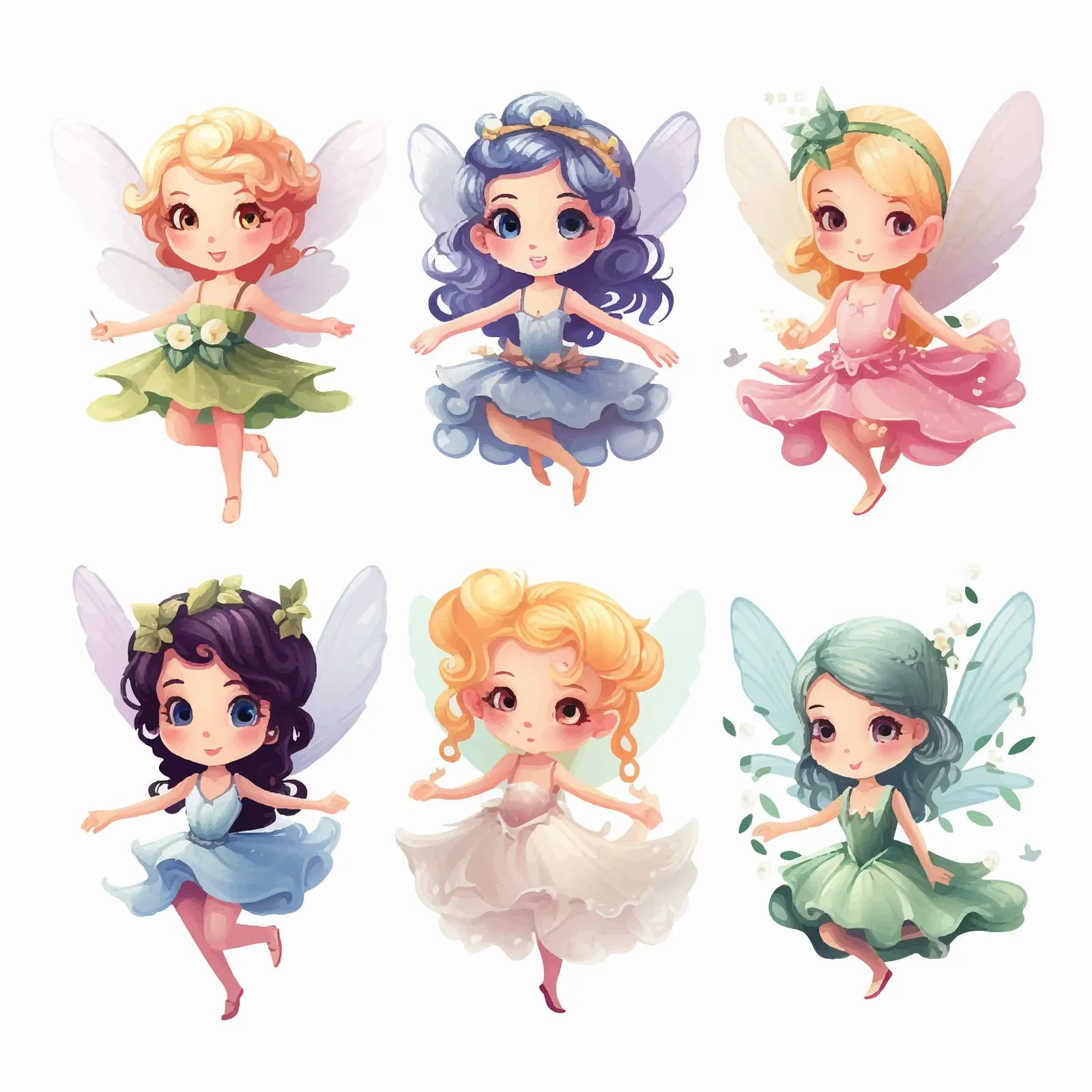 Cute and Beautiful Fairies in Various Dresses — free download from Dotvec