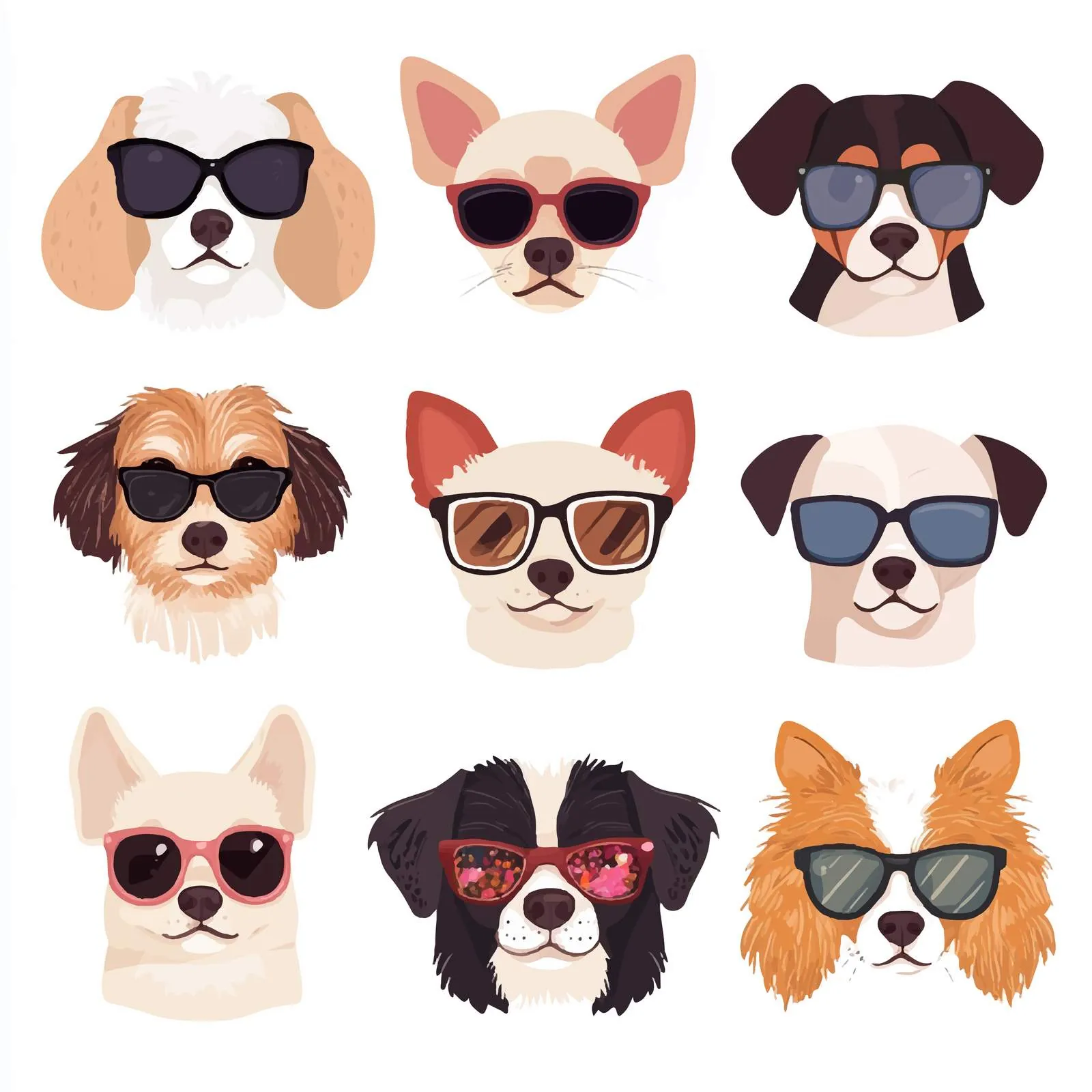 Cute Dogs Wearing Glasses Vector Collection — free download from Dotvec