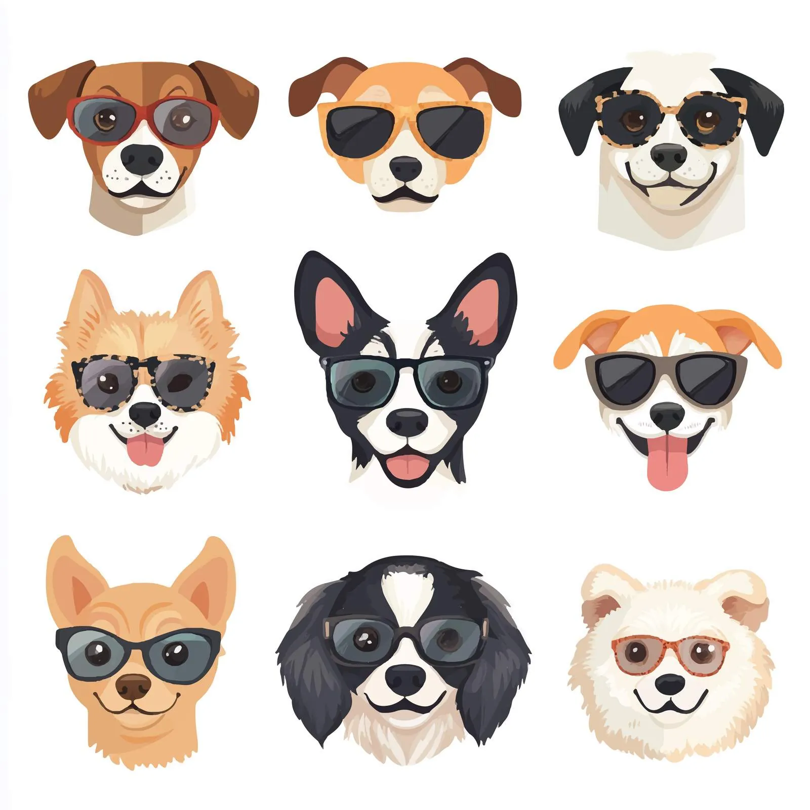 Cute Dogs in Glasses - Various Breeds — free download from Dotvec
