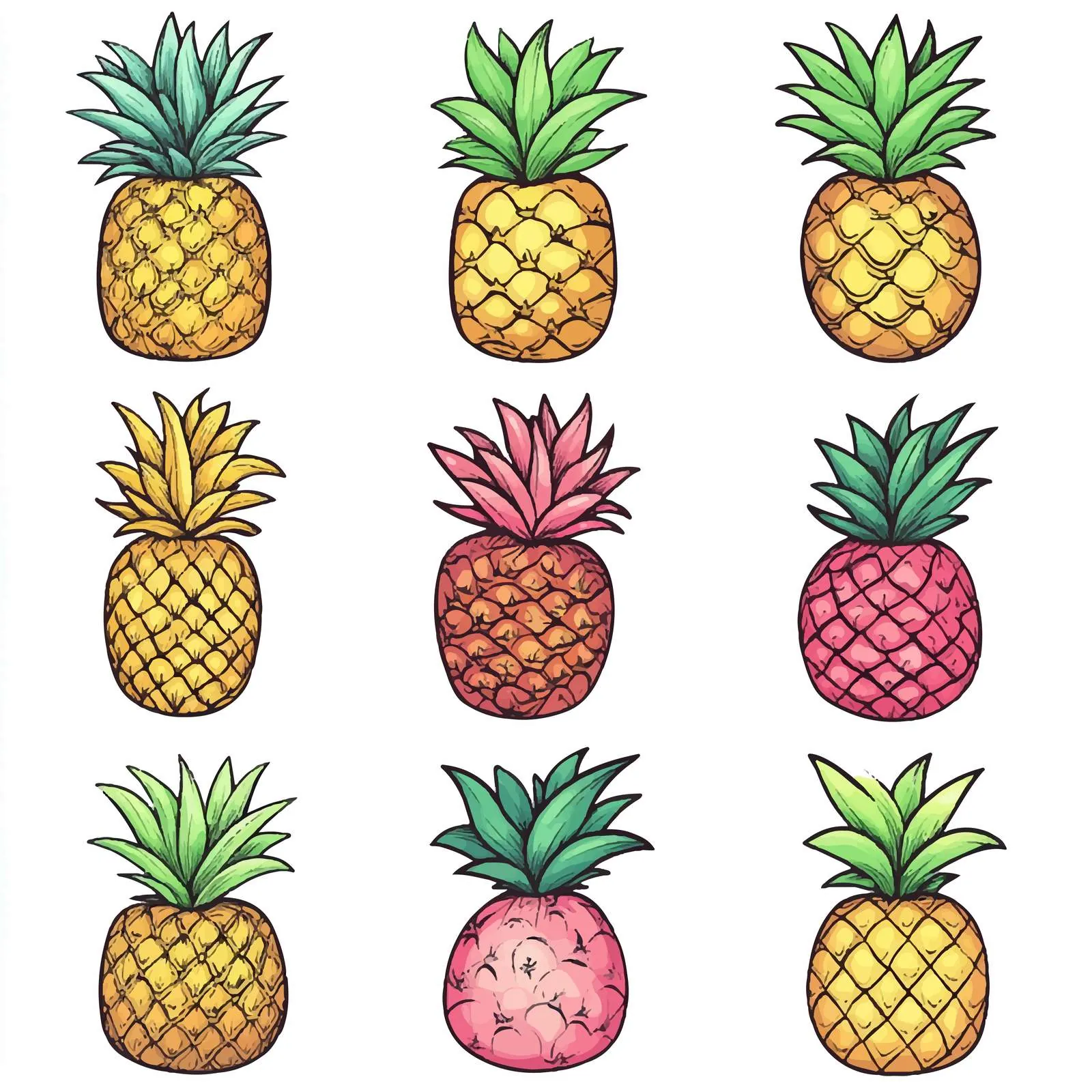 Colorful Decorative Pineapple Vector Collection — free download from Dotvec