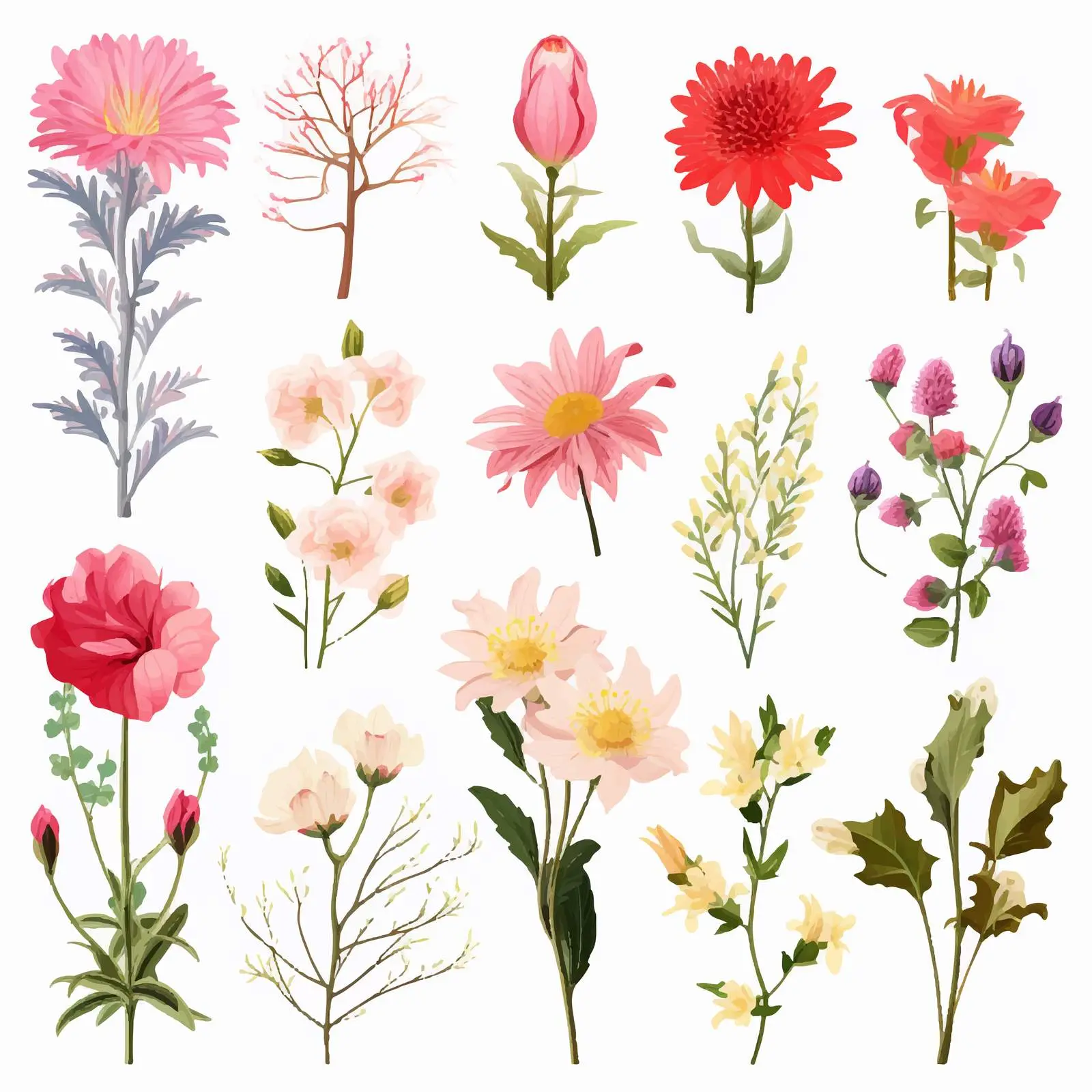 Detailed Botanical Flower Drawings Collection — free download from Dotvec