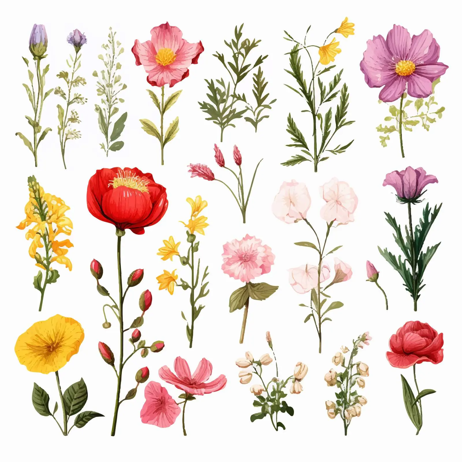 Botanical Flower Drawings Collection — free download from Dotvec