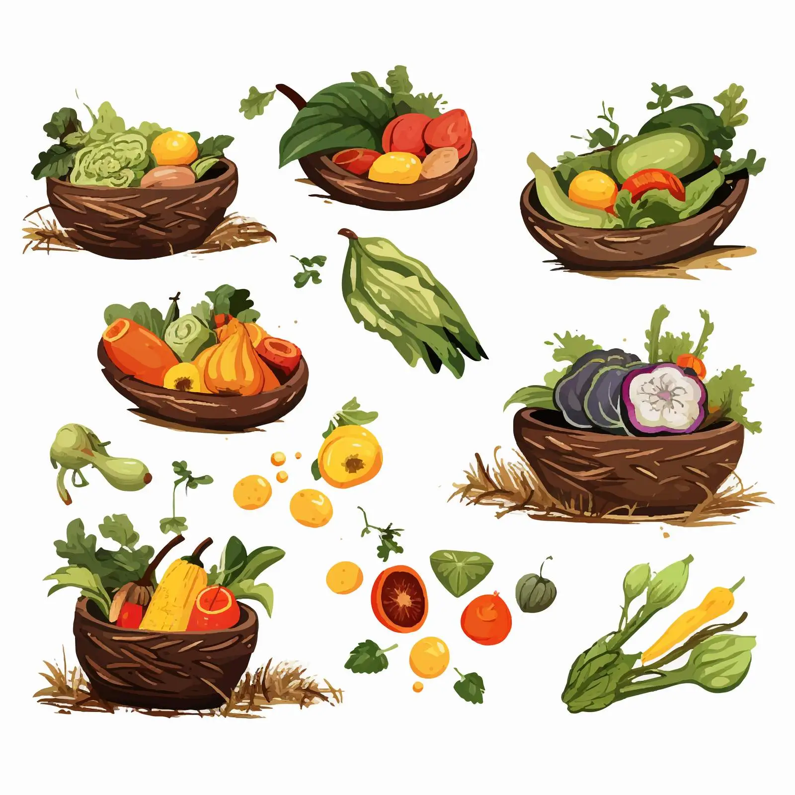 Discarded Food Collection for Freegans on White Background — free download from Dotvec